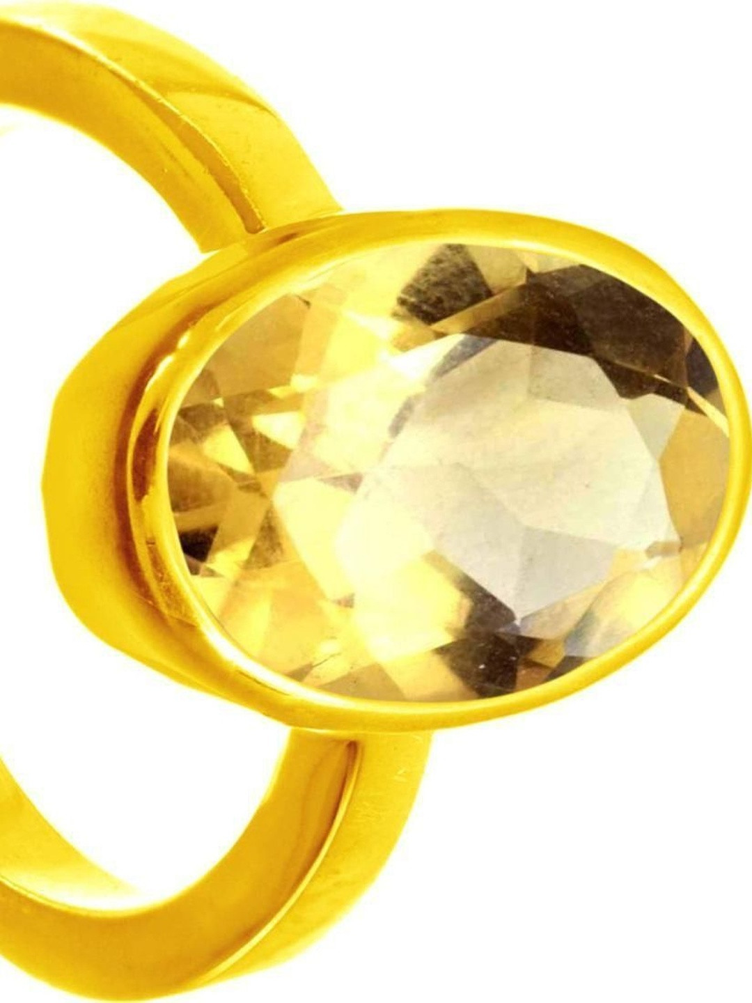 Chopra Gems Untreatet Natural Yellow Sapphire Pukhraj Ring for Women's/Men's {Lab Certified} Brass