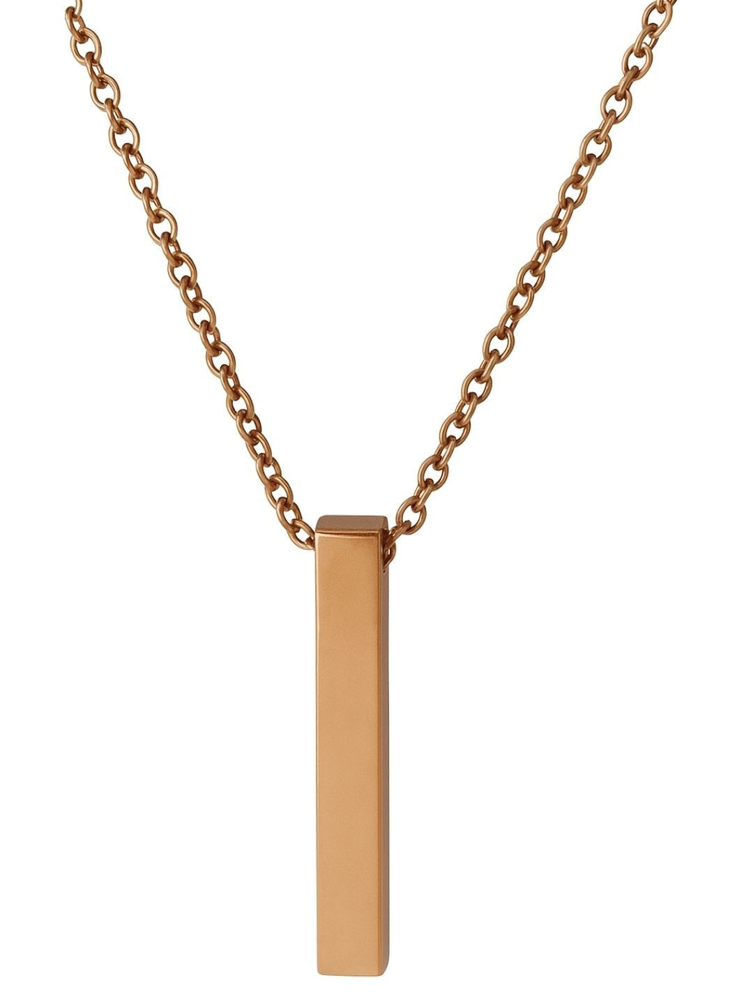N3VO Men Rose Gold-Plated Rectangle Shaped Necklace