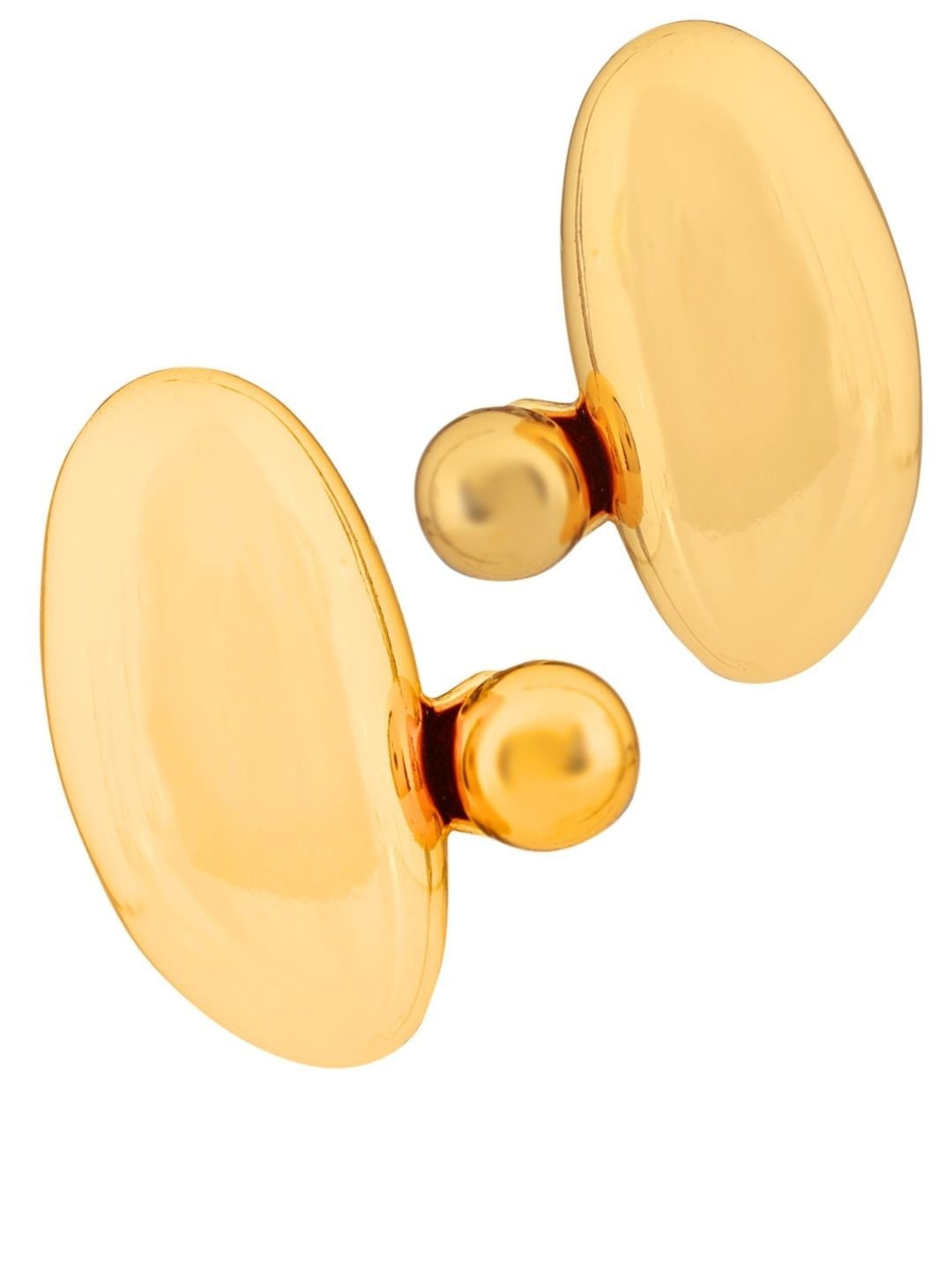 N3VO Stainless Steel Gold-Plated Oval Shape Studs