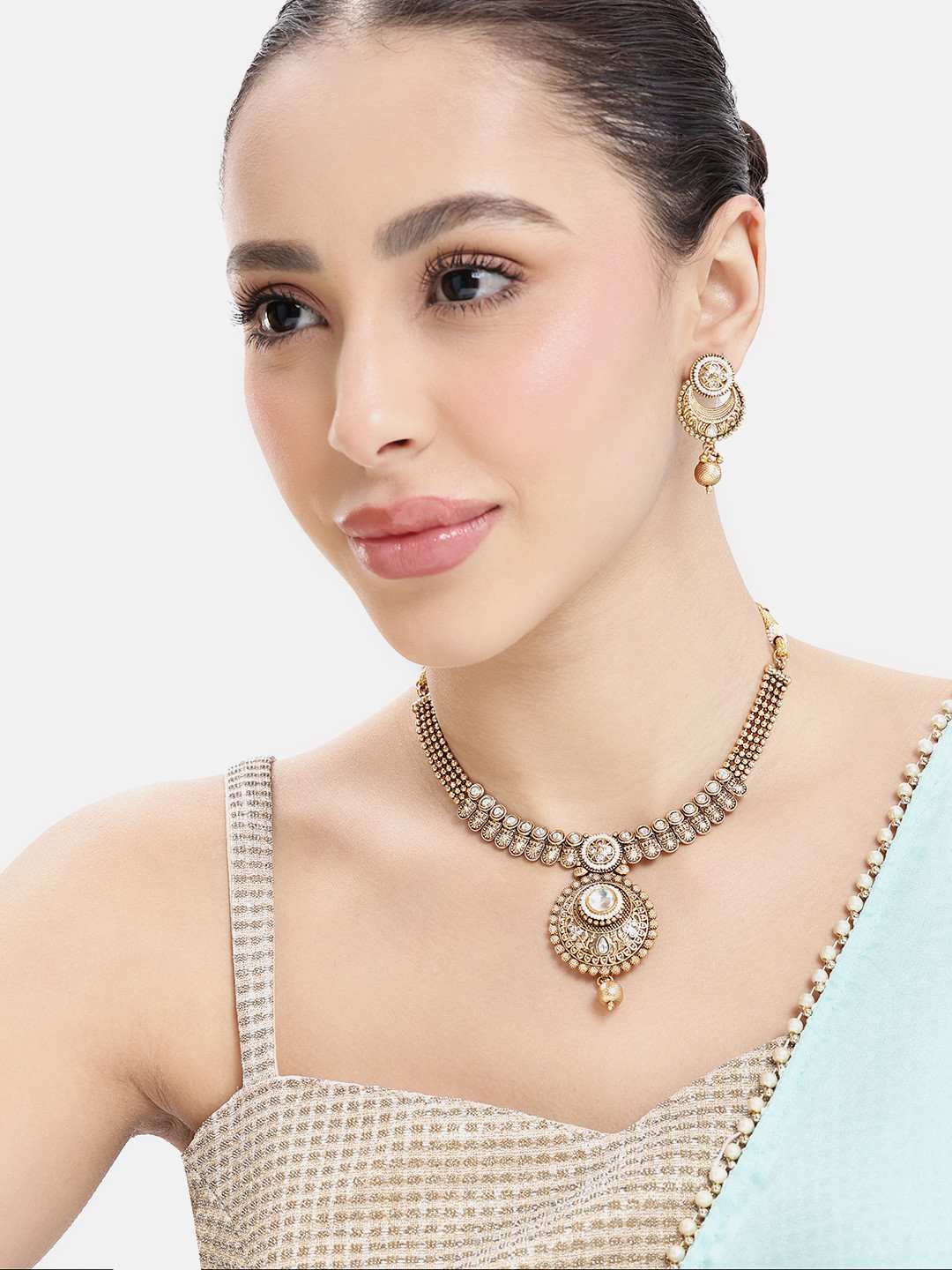 Lavish Giftz Gold Plated Antique Necklace Set