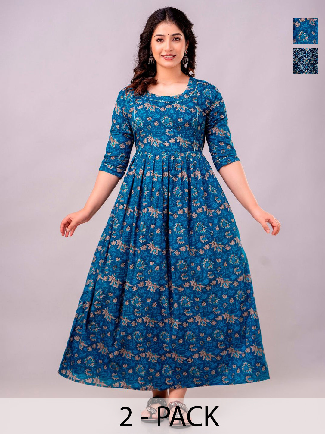Pakiza Enterprises Women Pack Of 2 Floral Print Fit & Flare Maxi Dress