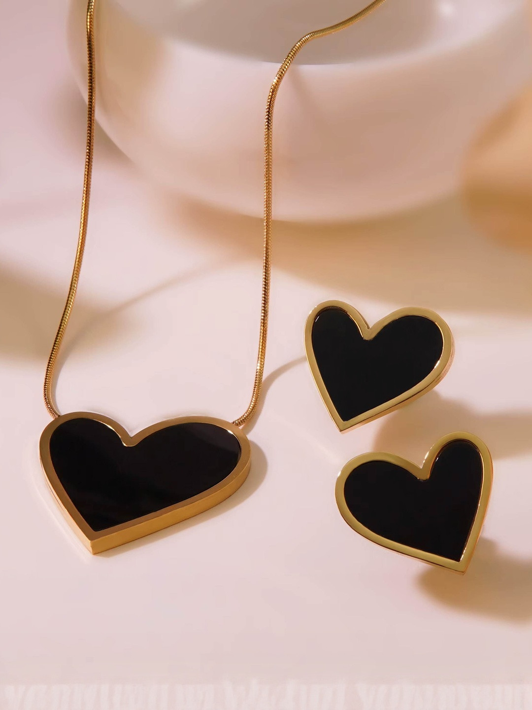 DKane Designs Stainless Steel Gold-Plated  Enamelled Statement Necklace And Earrings