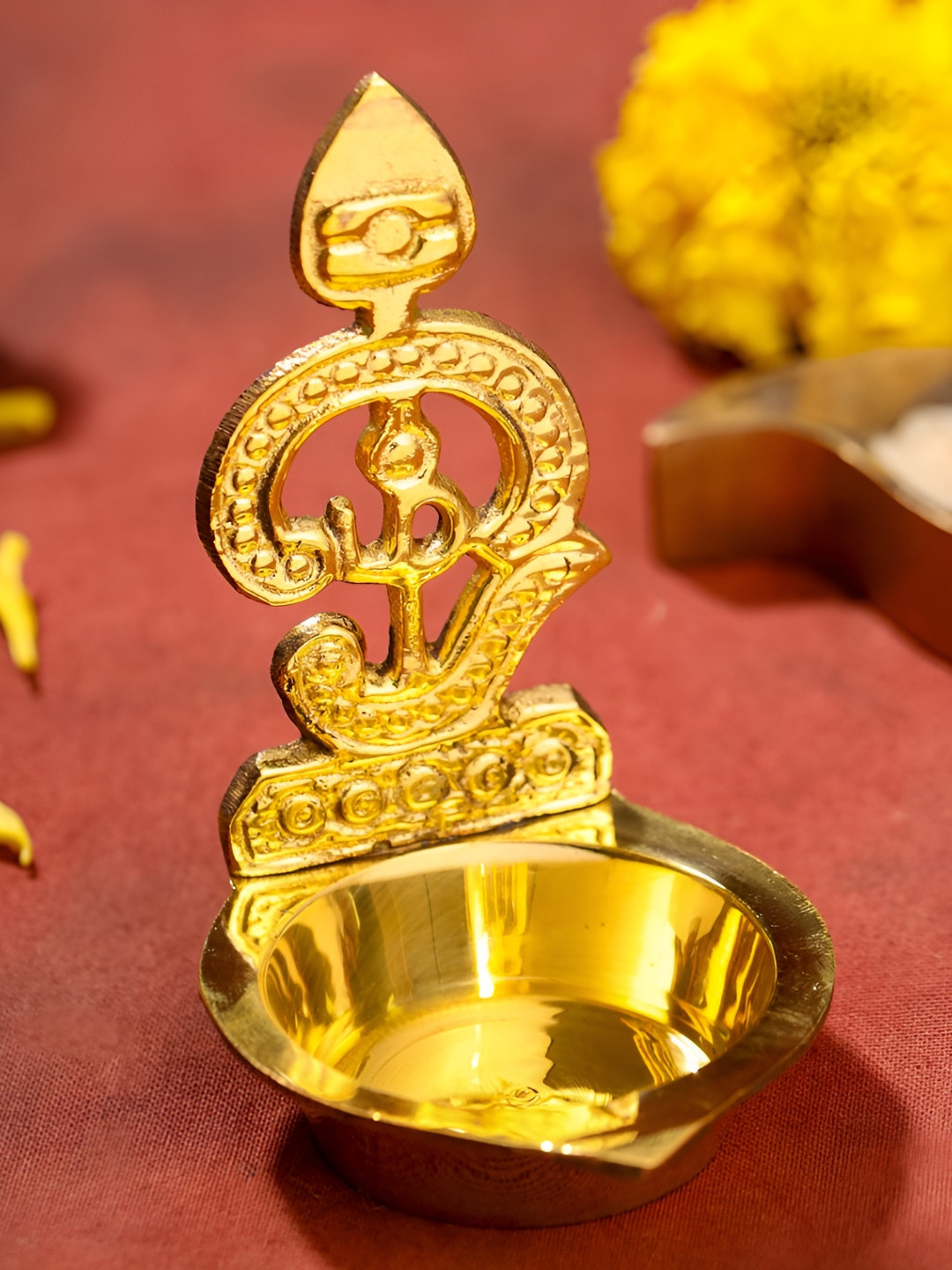 Vedansh Craft Gold Toned Textured Eco Friendly Om Vel Diyas