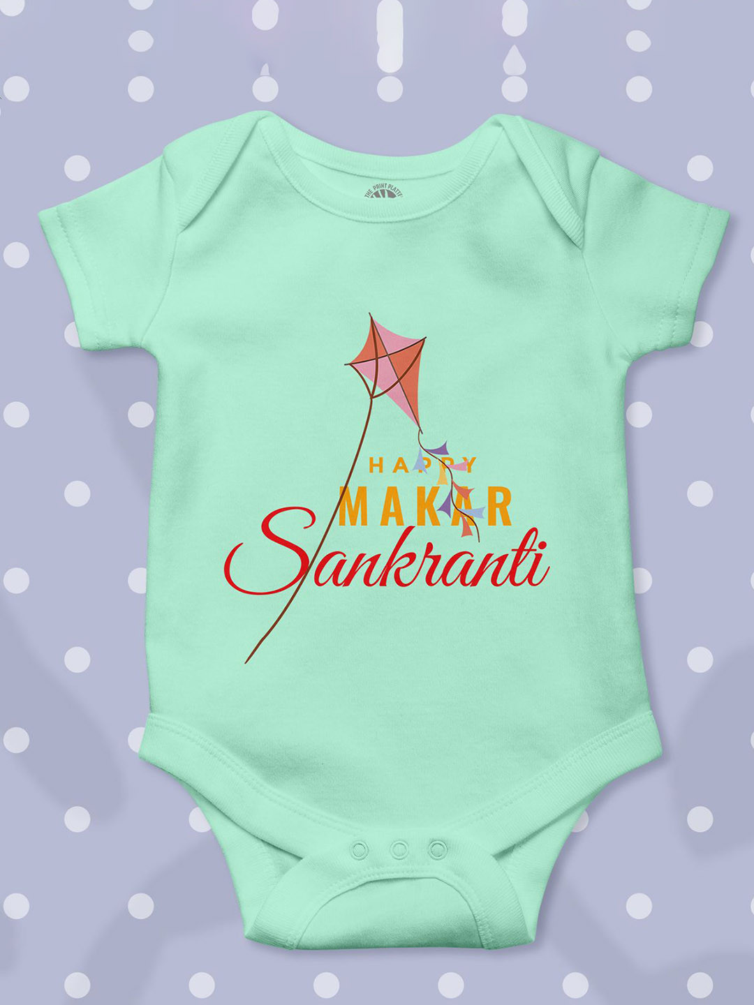 THE PRINT PLATTER Kids Makar Sankranti Printed Cotton Bodysuit