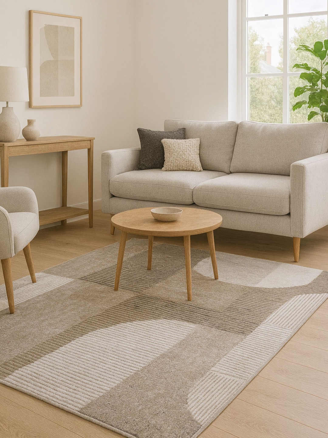 OBSESSIONS Olive Green And White Abstract Printed Carpet