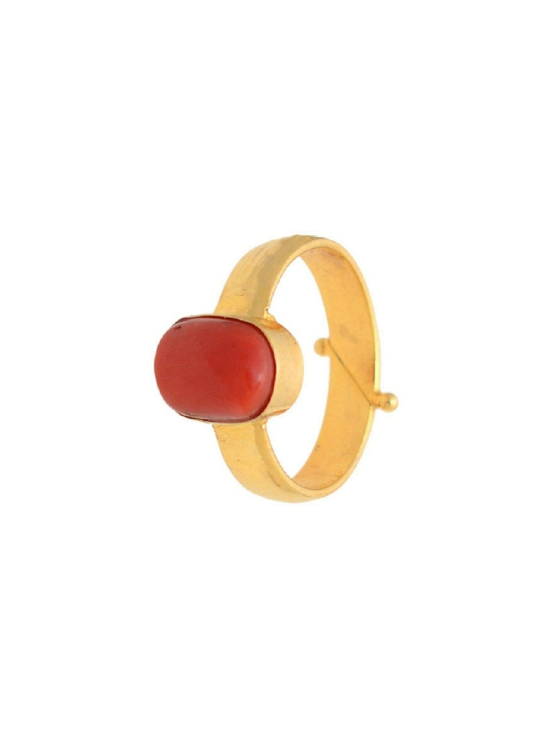 RAVIOUR LIFESTYLE Unisex Gold-Plated Coral (Moonga) Finger Ring