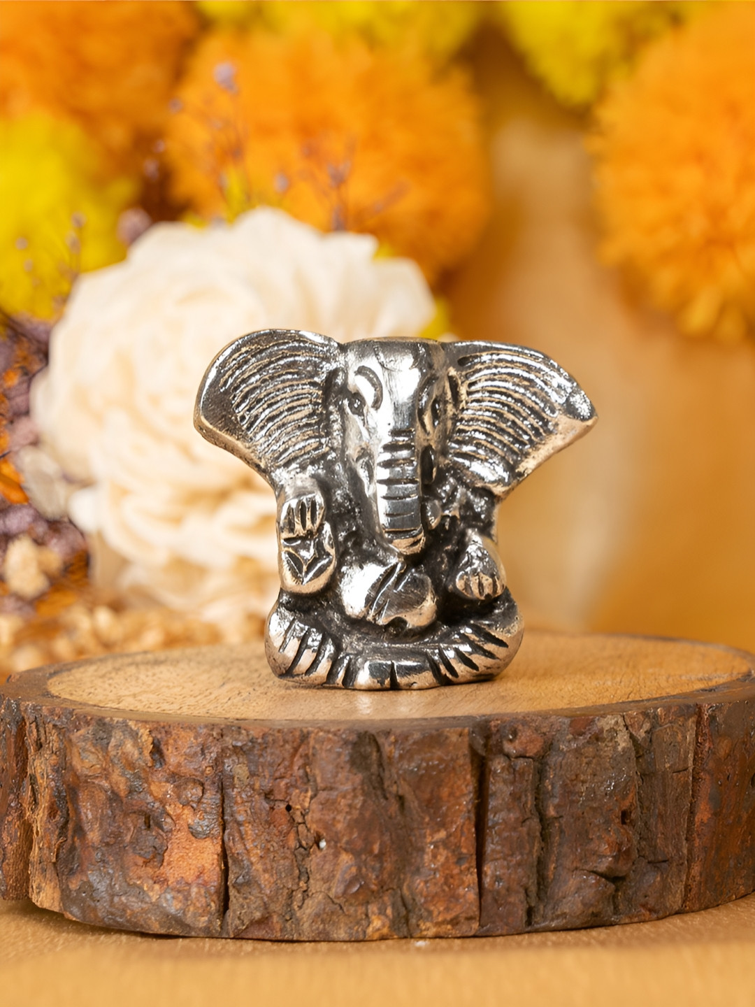 The Zappy Box SIlver Toned Ganpati Bappa Murti Religious Showpiece