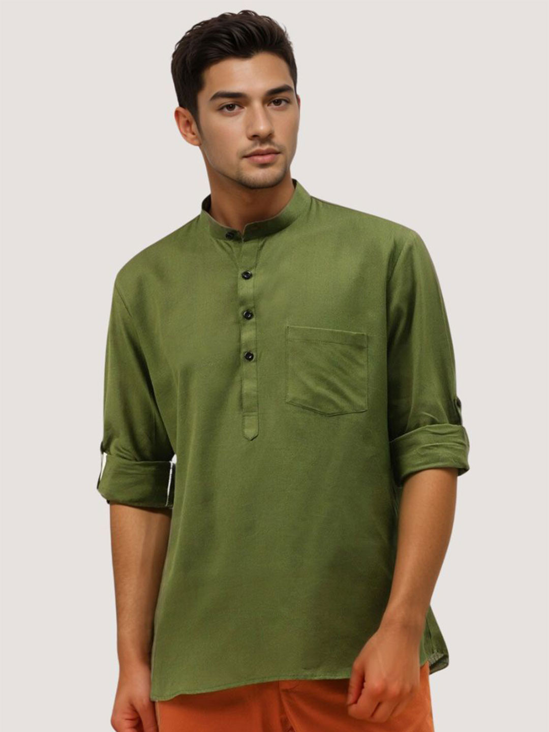 Rukandi tixtile Men Solid Daily Cotton Straight Kurta