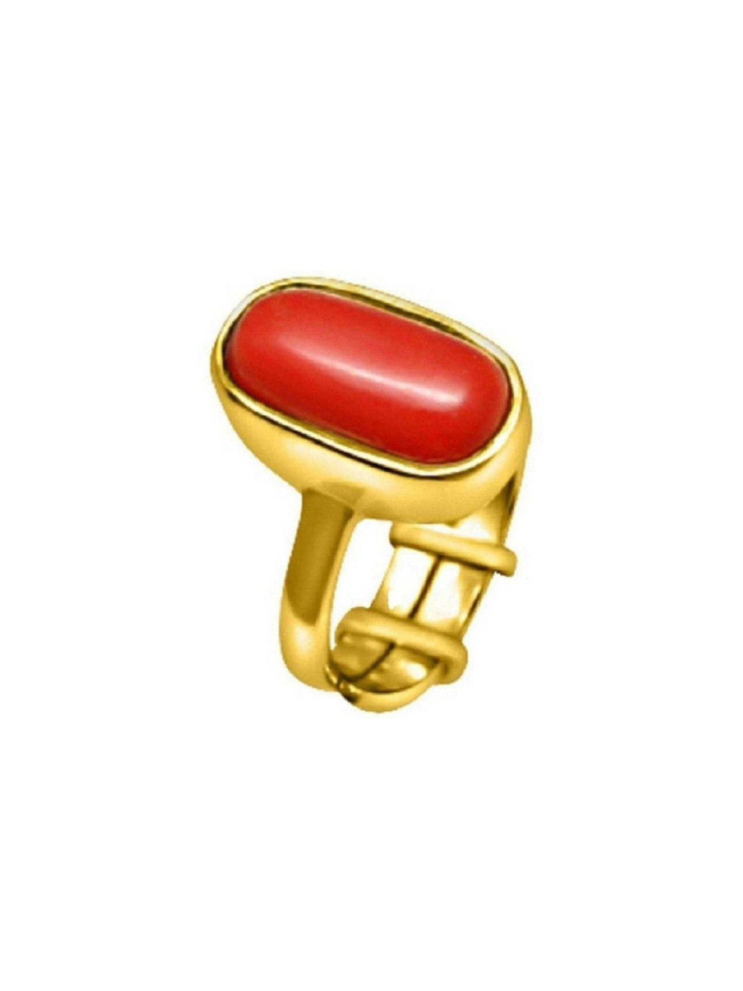 RAVIOUR LIFESTYLE Unisex Red Coral Gold-Plated Copper Finger Ring