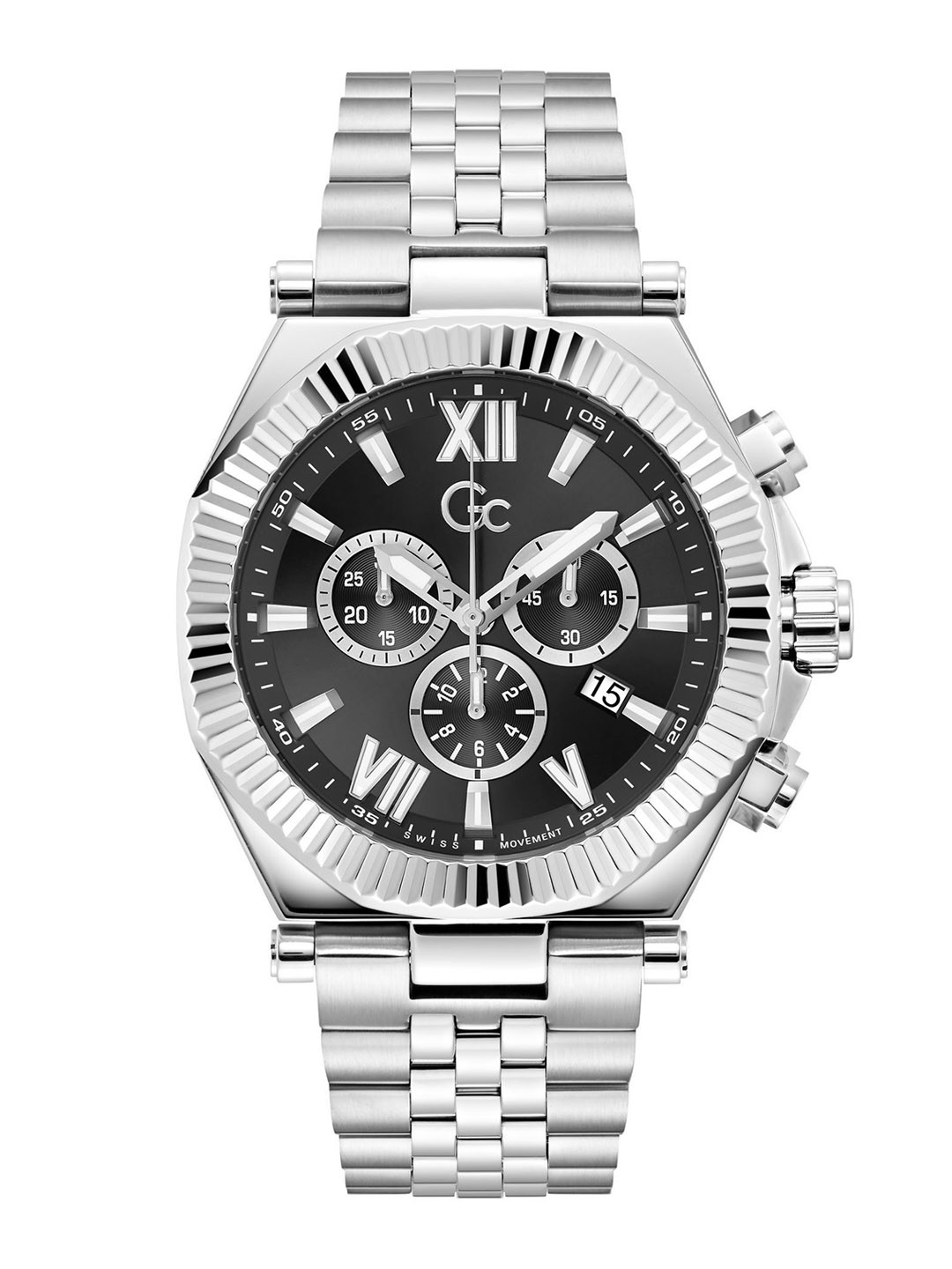 GC Men Round Dial & Stainless Steel Bracelet Style Straps Analogue Watch Z66001G2