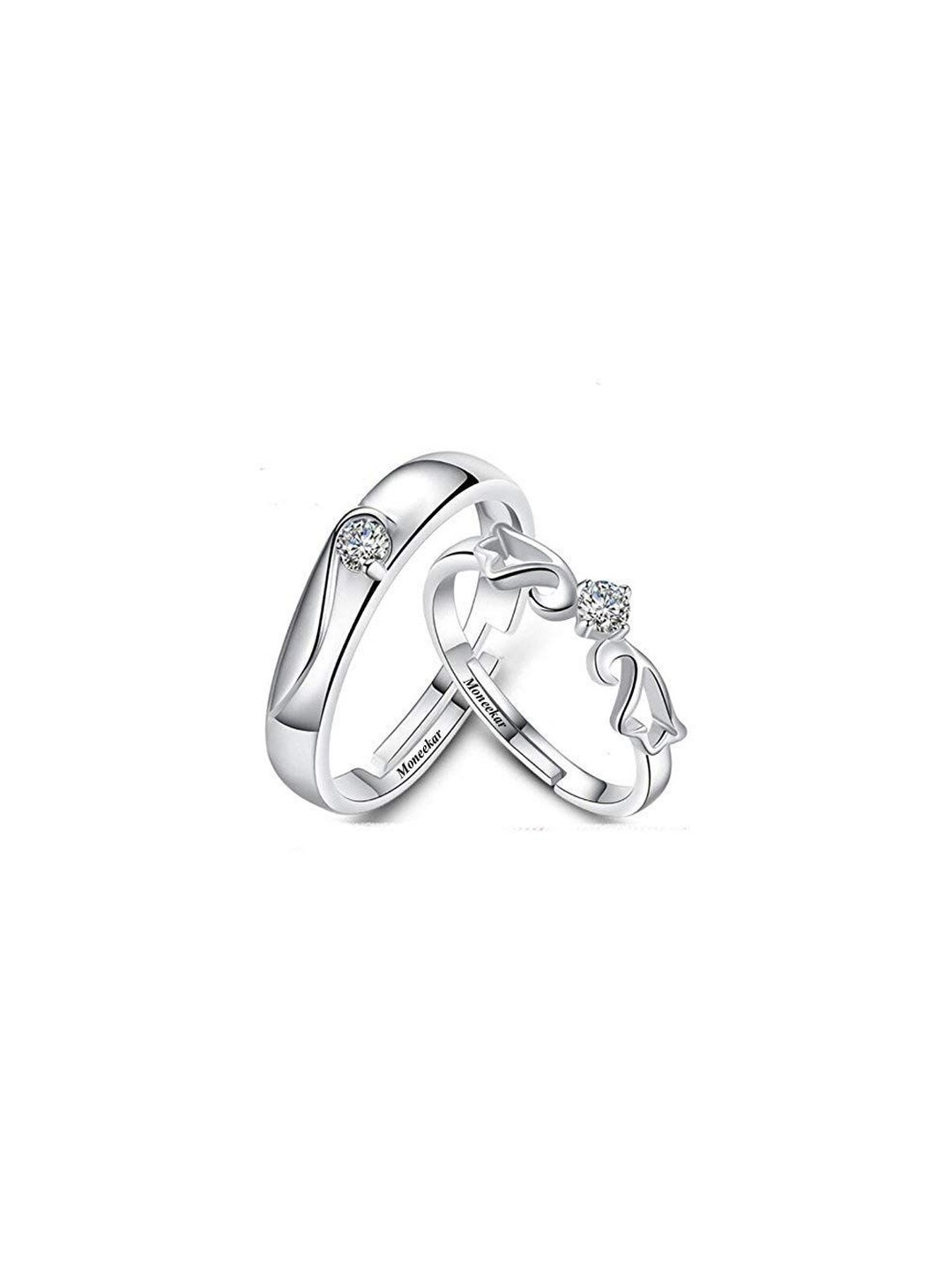 Moneekar Jewels Unisex Set of 2 Cubic Zirconia Adjustable Finger Rings