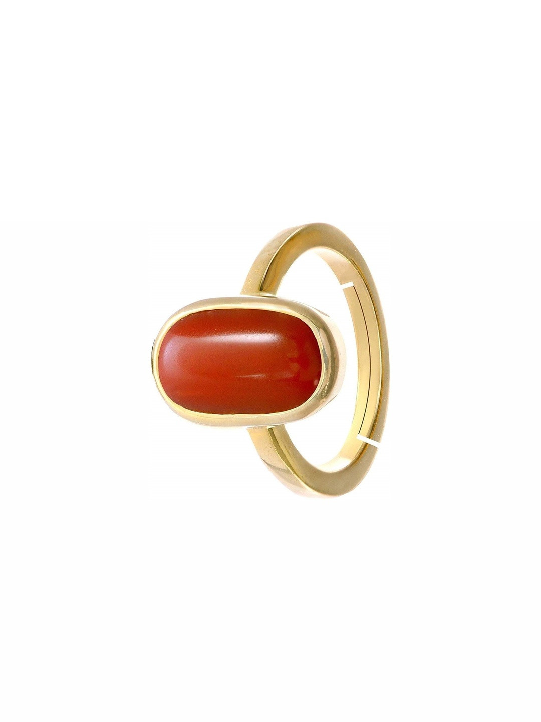 RAVIOUR LIFESTYLE Unisex Gold-Plated Red Coral Gemstone Finger Ring