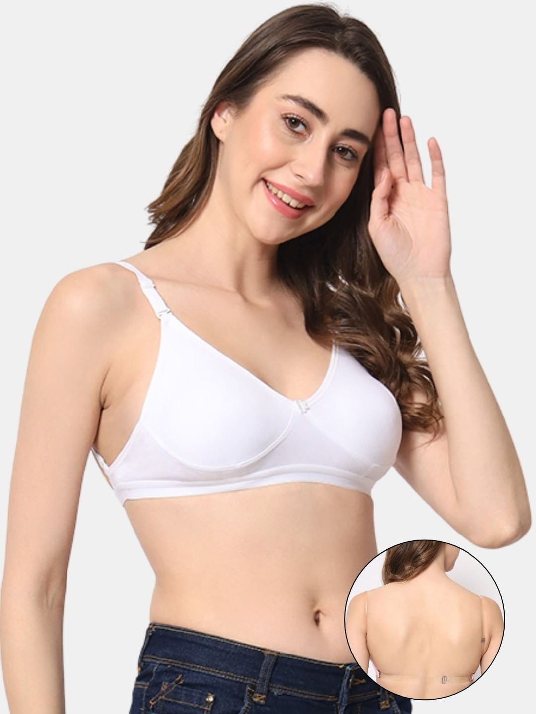 Bewild Women White Backless Non Padded Bra