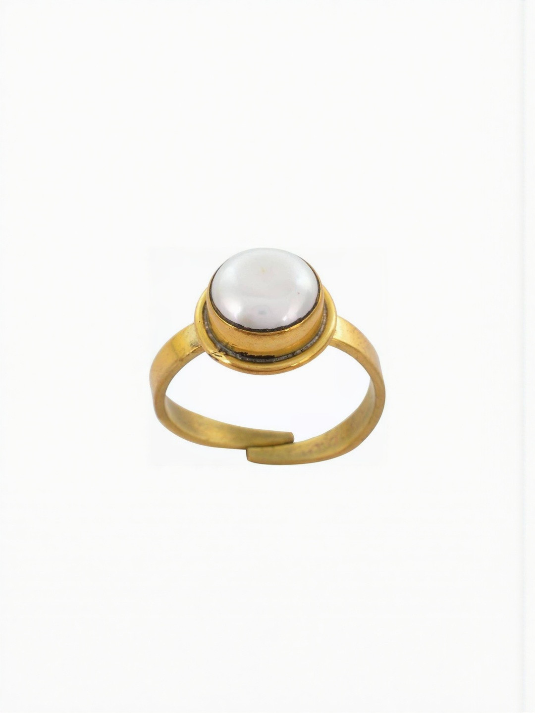 RAVIOUR LIFESTYLE Unisex Platinum-Plated Pearl Finger Ring