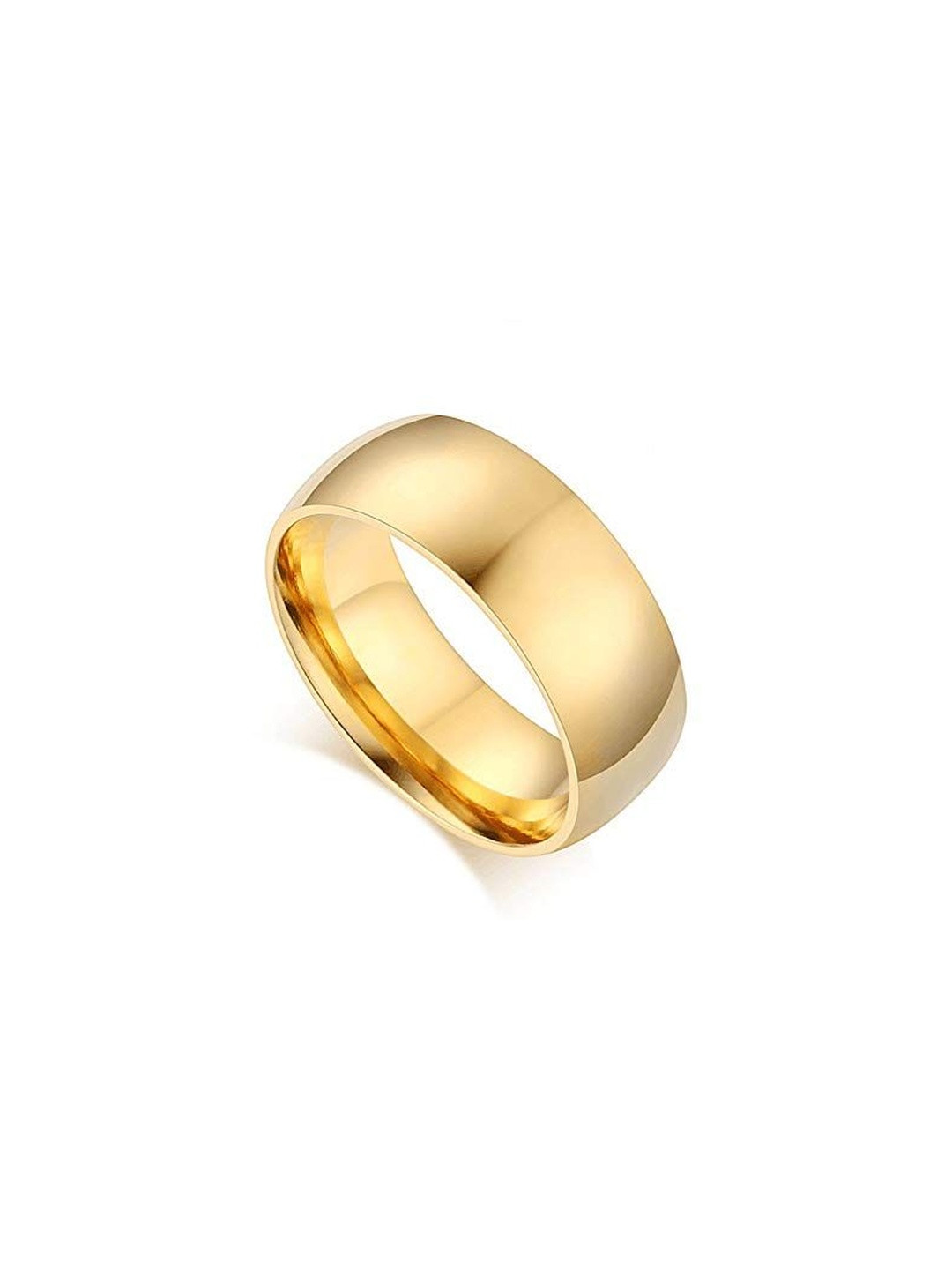 Moneekar Jewels Men 18K Gold-Plated Stainless Steel Bevelled Edge Finger Ring