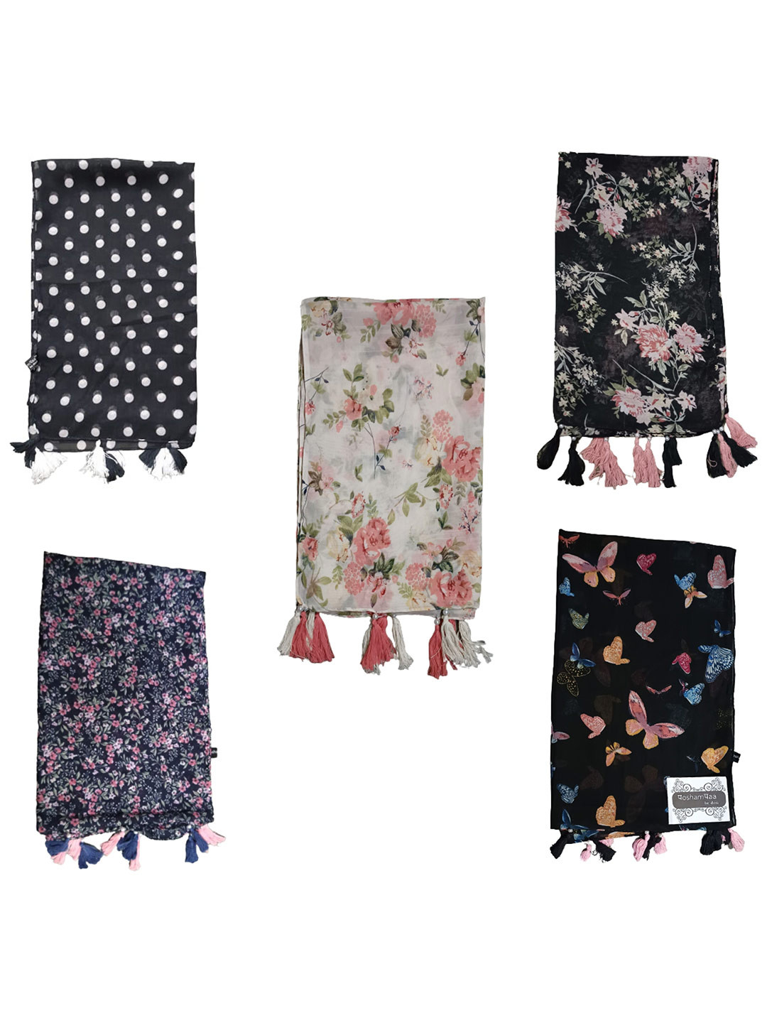 POSHAMPAA be desi Women Pack Of 5 Printed Scarf