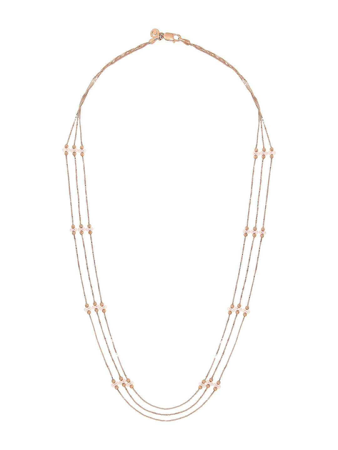 BHIMA 18K BIS Hallmark 750 Purity Rose Gold Beaded Radiance Layer Necklace -5.872 g