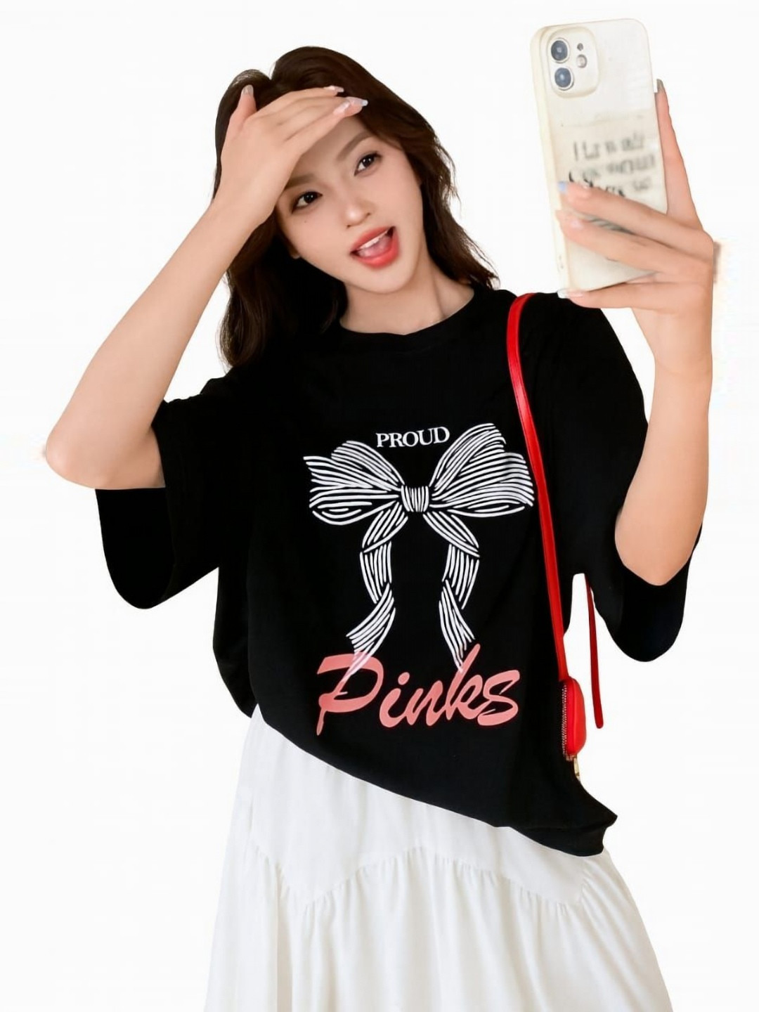 TQH Women Typography Printed Round Neck Cotton Oversized T-shirt