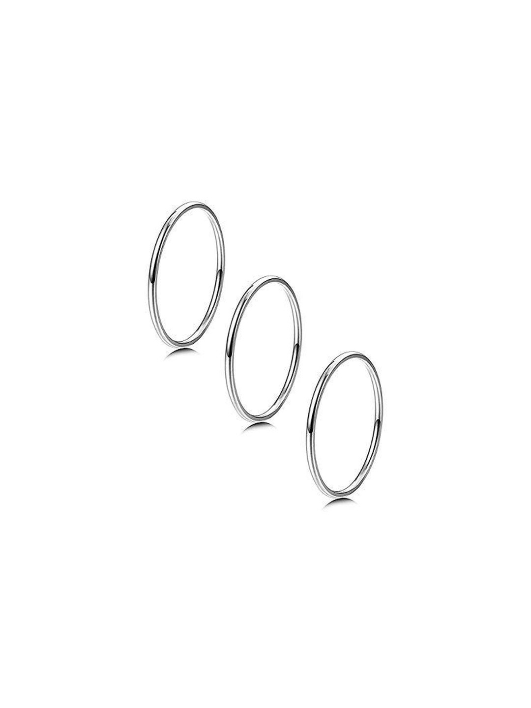 Moneekar Jewels Women Set of 3 Stainless Steel Plain Band Knuckle Stacking Finger Rings