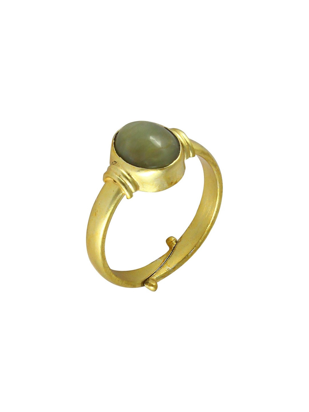 RAVIOUR LIFESTYLE Unisex Gold-Plated Green Cat's Eye Copper Finger Ring