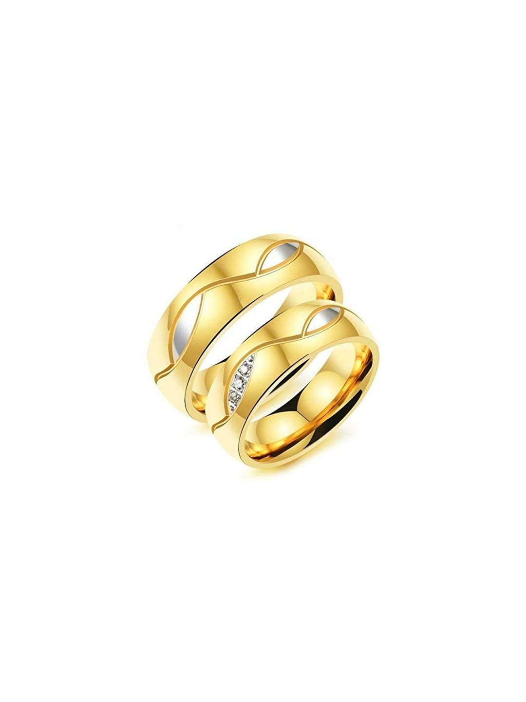 Moneekar Jewels Unisex Gold-Tone Titanium & Cubic Zirconia Finger Ring