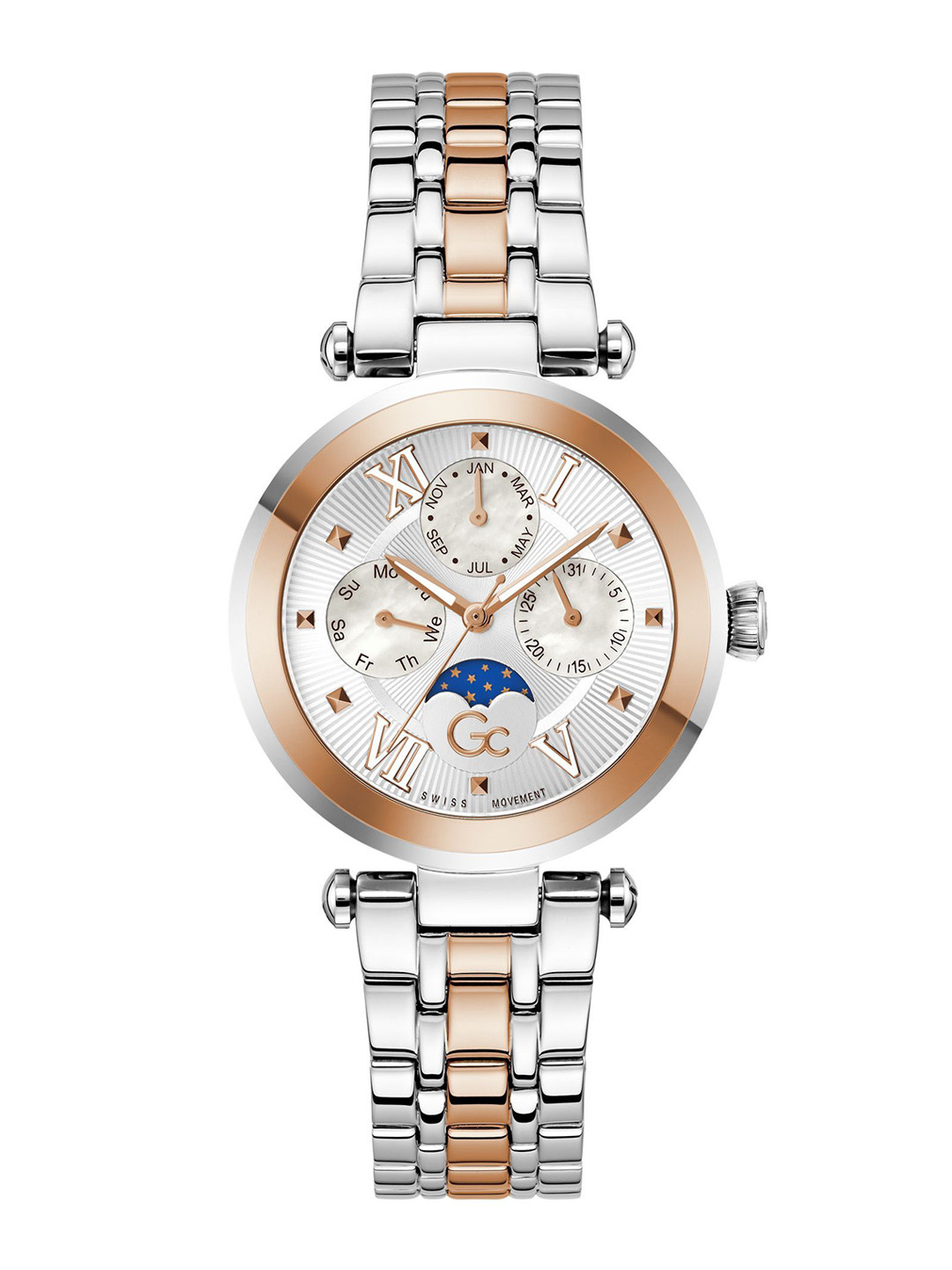 GC Women Round Dial & Stainless Steel Bracelet Style Straps Analogue Watch Z62001L1