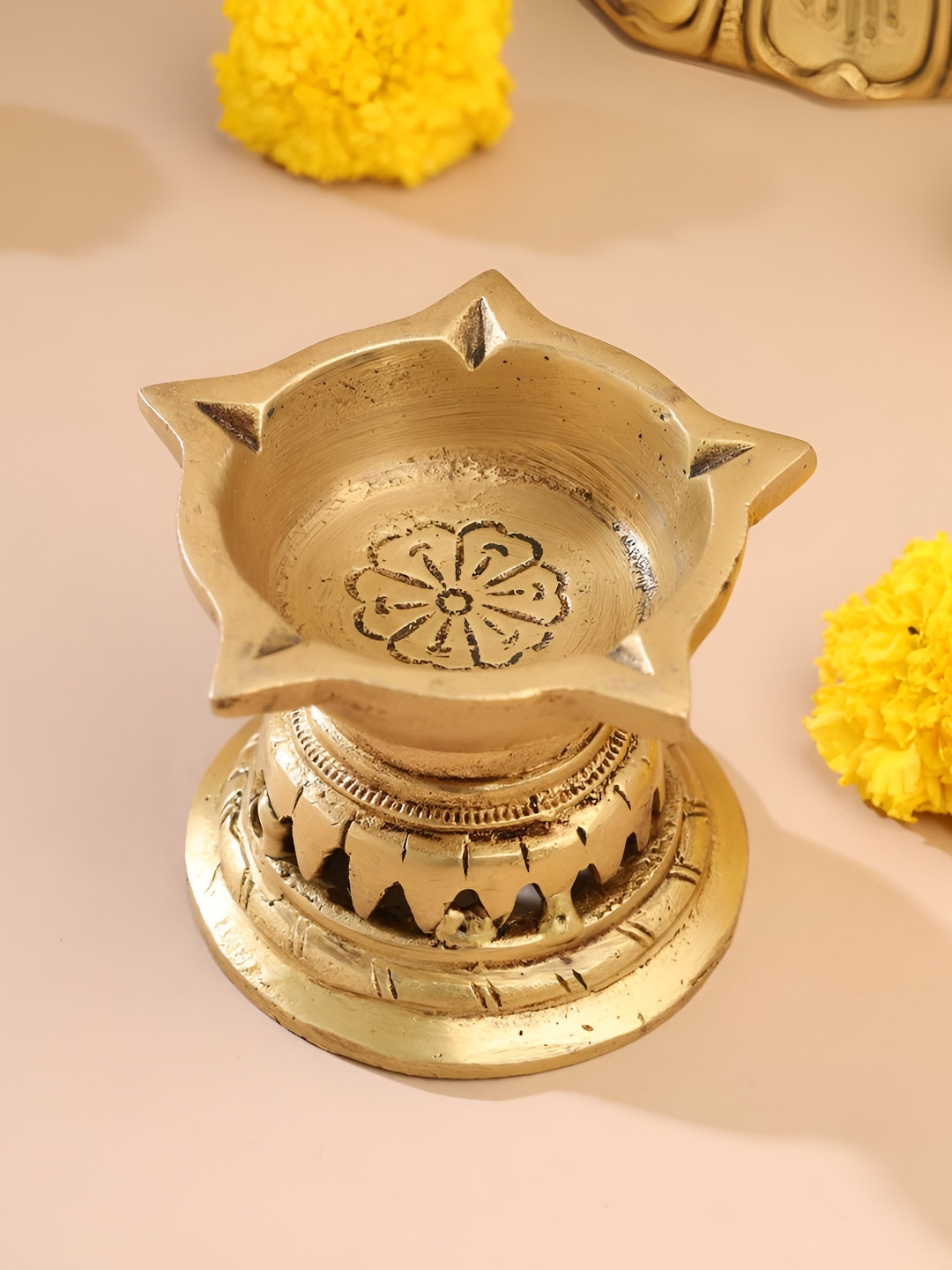 Vedansh Craft Gold Toned Textured Eco Friendly Oil Diya