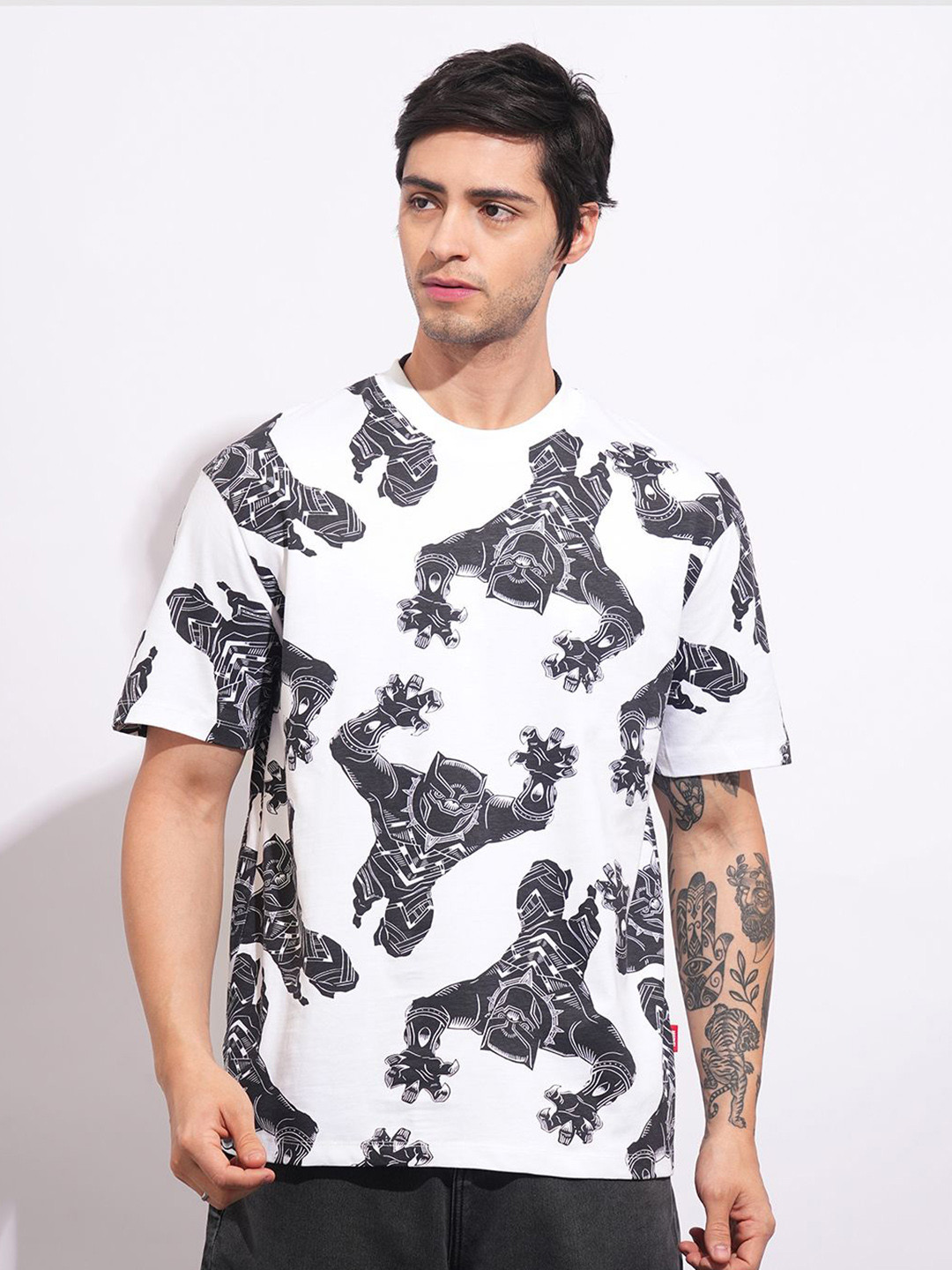 Being Human Men Black Panther Graphic Printed Round Neck Pure Cotton T-shirt