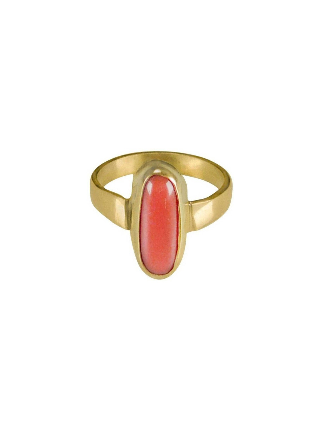 RAVIOUR LIFESTYLE Unisex Red Coral Gemstone Brass Finger Ring