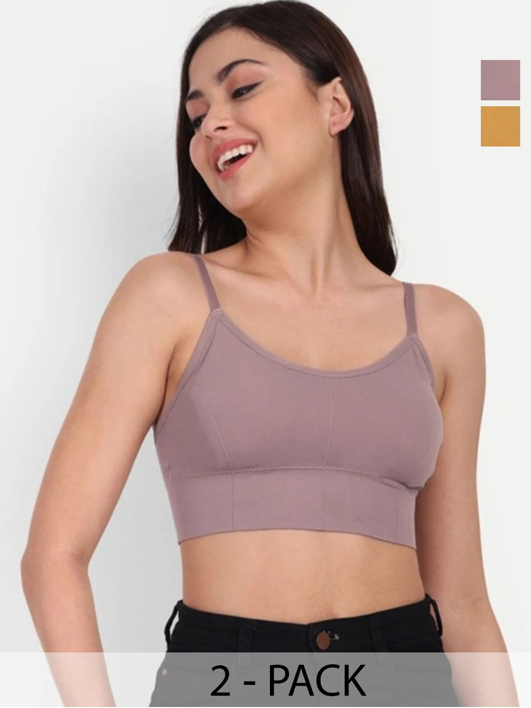 NITYA ART N CRAFT Women Pack of 2 Solid Full Coverage Lightly Padded Non-Wired Slip-On Bra