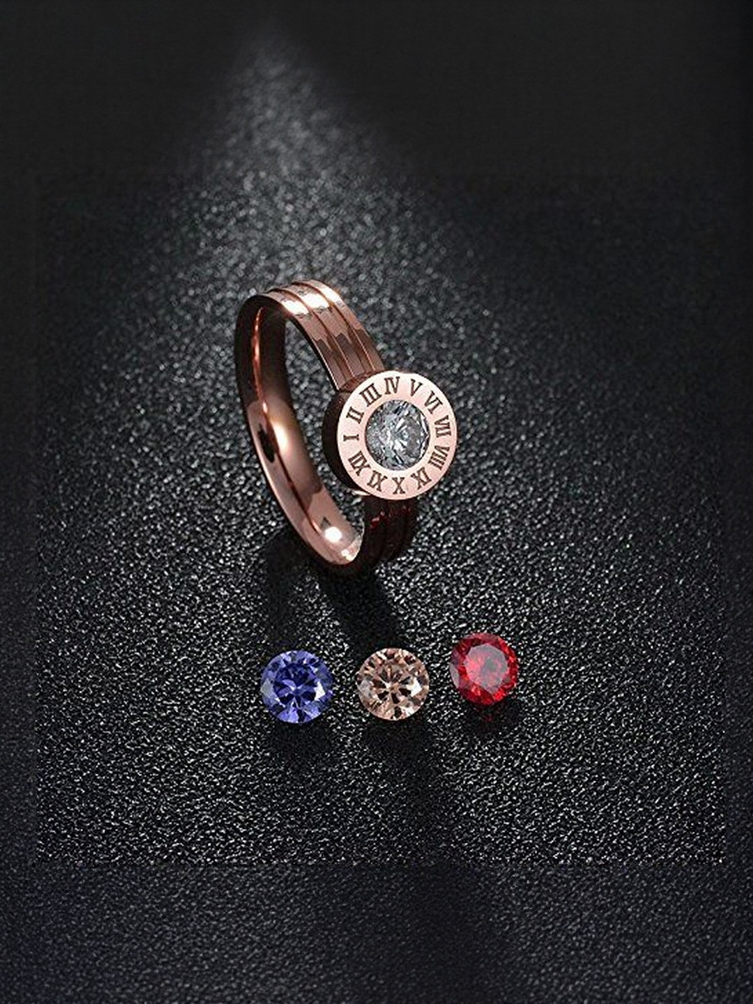 Moneekar Jewels Unisex Stainless Steel Interchangeable CZ Finger Ring