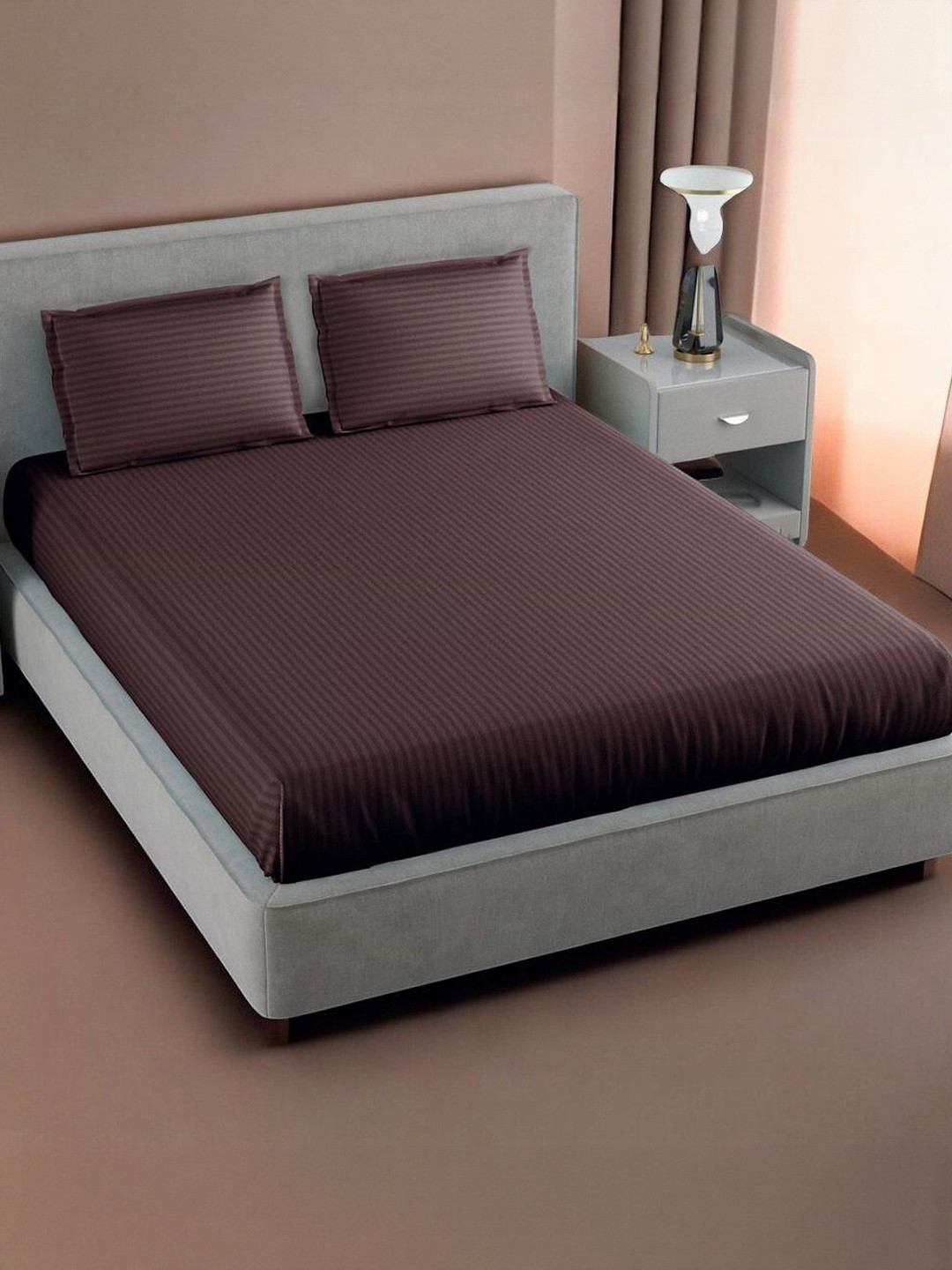 WELLNEST Unisex Brown Bedsheets