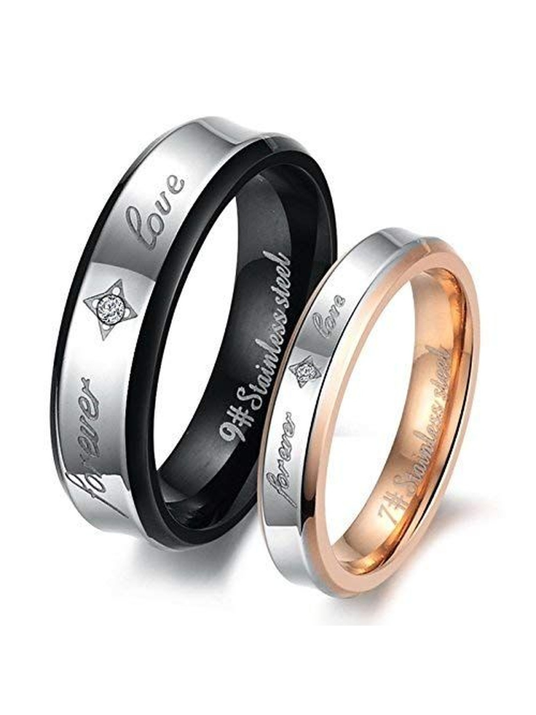 Moneekar Jewels Unisex Couple Stainless Steel Rings