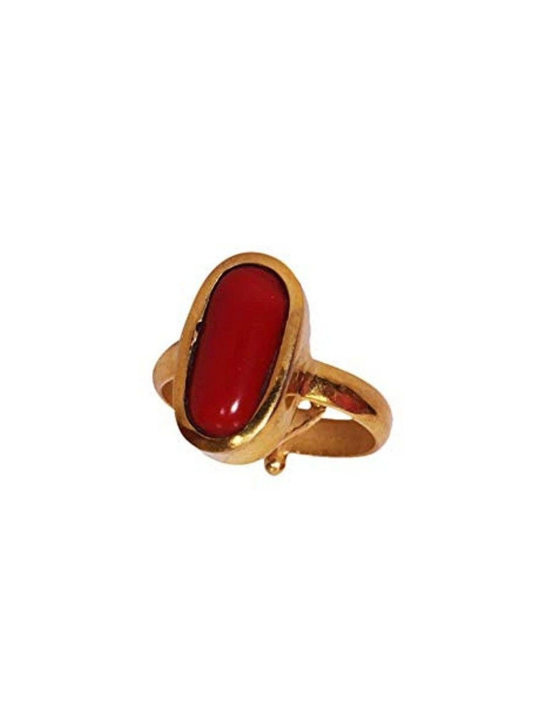 RAVIOUR LIFESTYLE Unisex Gold-Plated Coral Moonga Astrological Stone Finger Ring