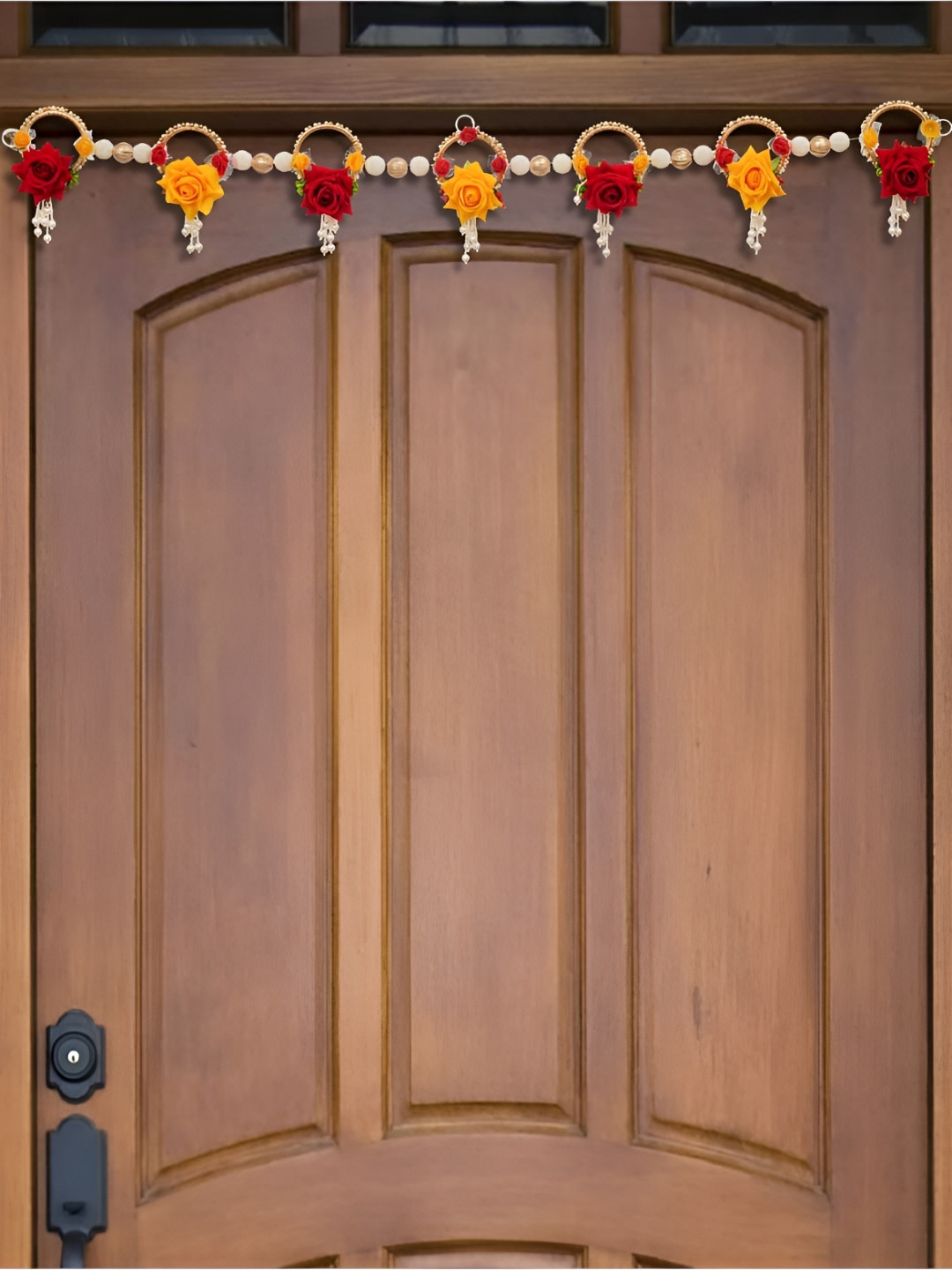 eCraftIndia Red & Yellow Floral Toran Door Hangings