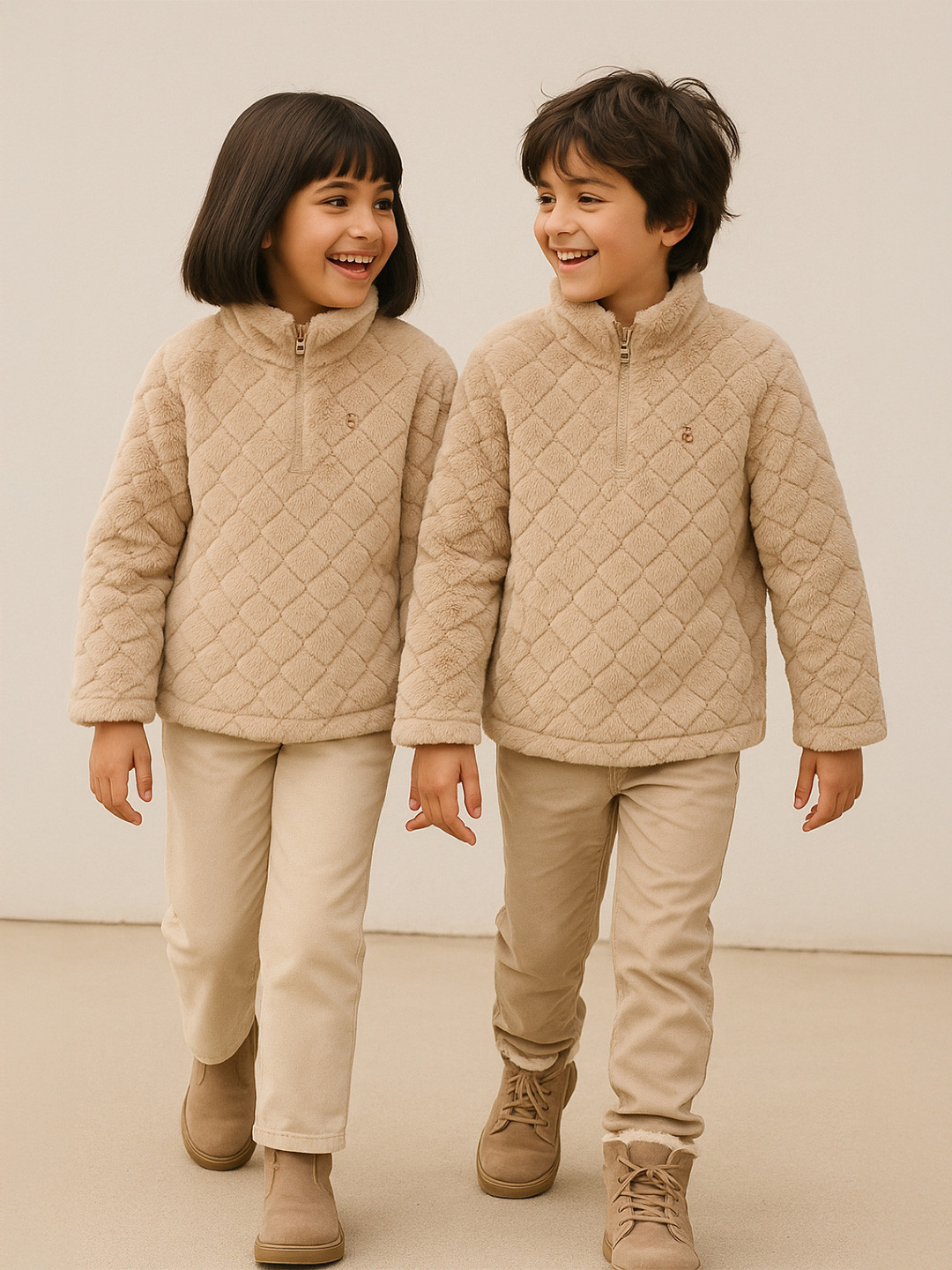 TALES & STORIES Girls Beige Polyester PU Jackets