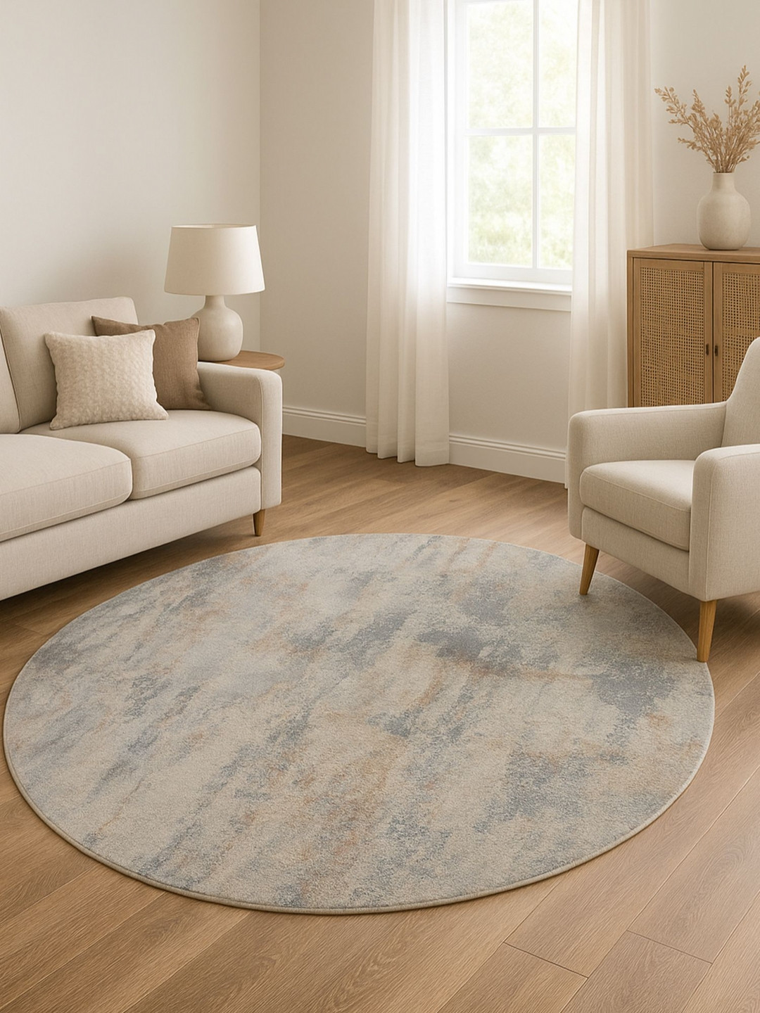 OBSESSIONS Grey Abstract Printed Easy to Clean Carpet