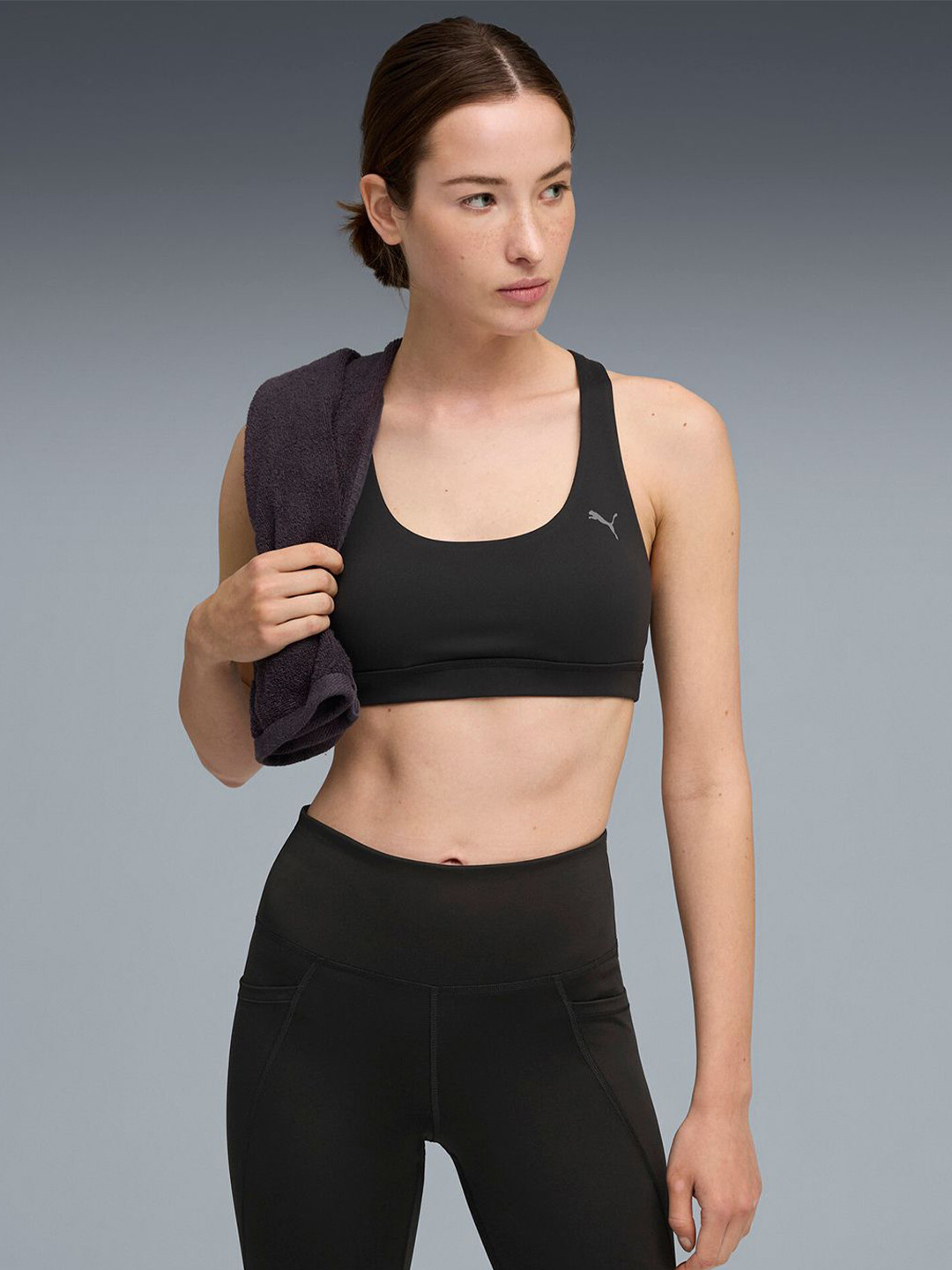 Puma Cloudspun Lightly Padded Workout Training Bra With All Day Comfort
