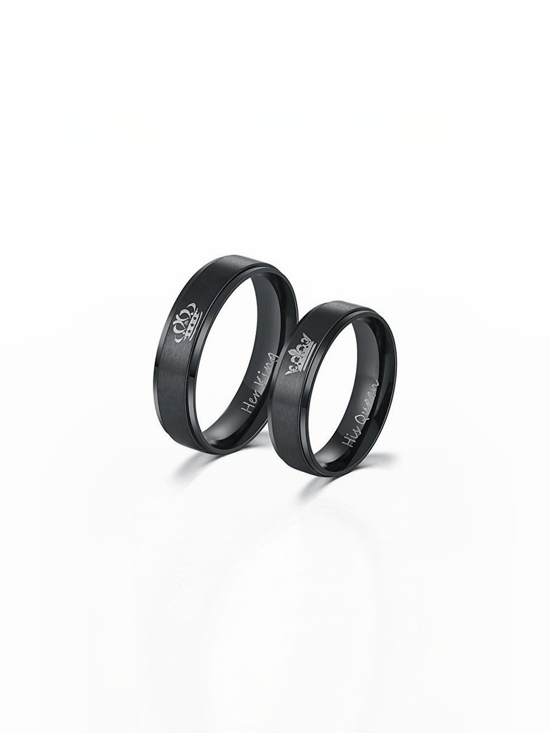 Moneekar Jewels Unisex Set of 2 Titanium Black Finger Rings