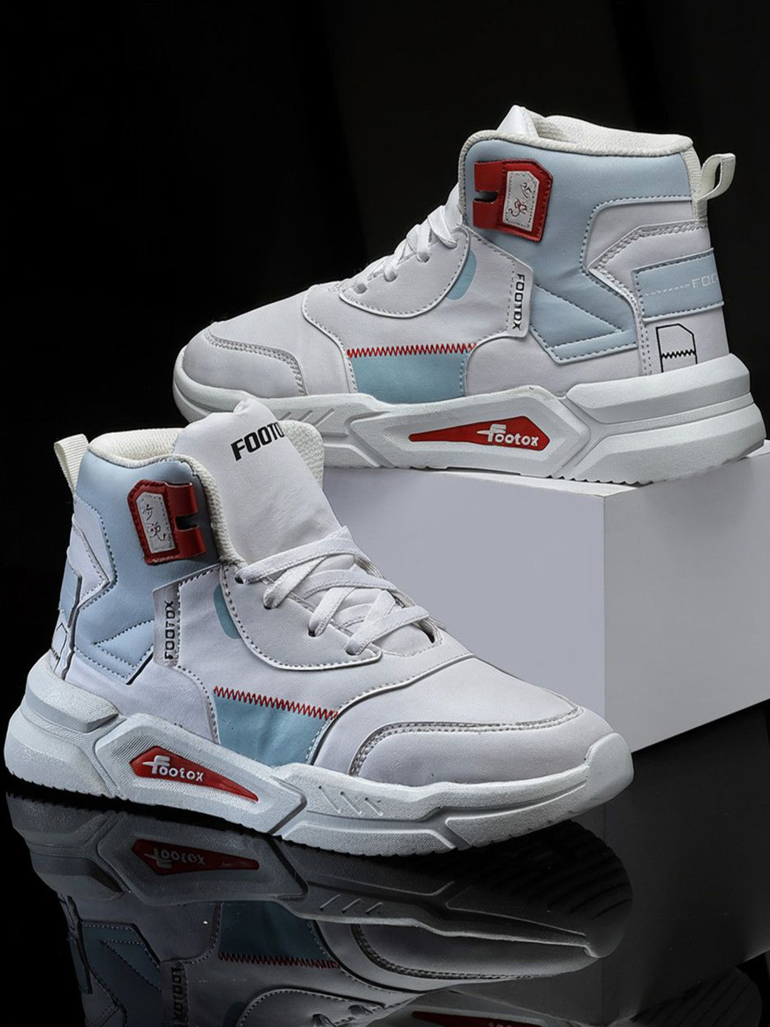 Footox Men Lace-Ups High-Top Sneakers