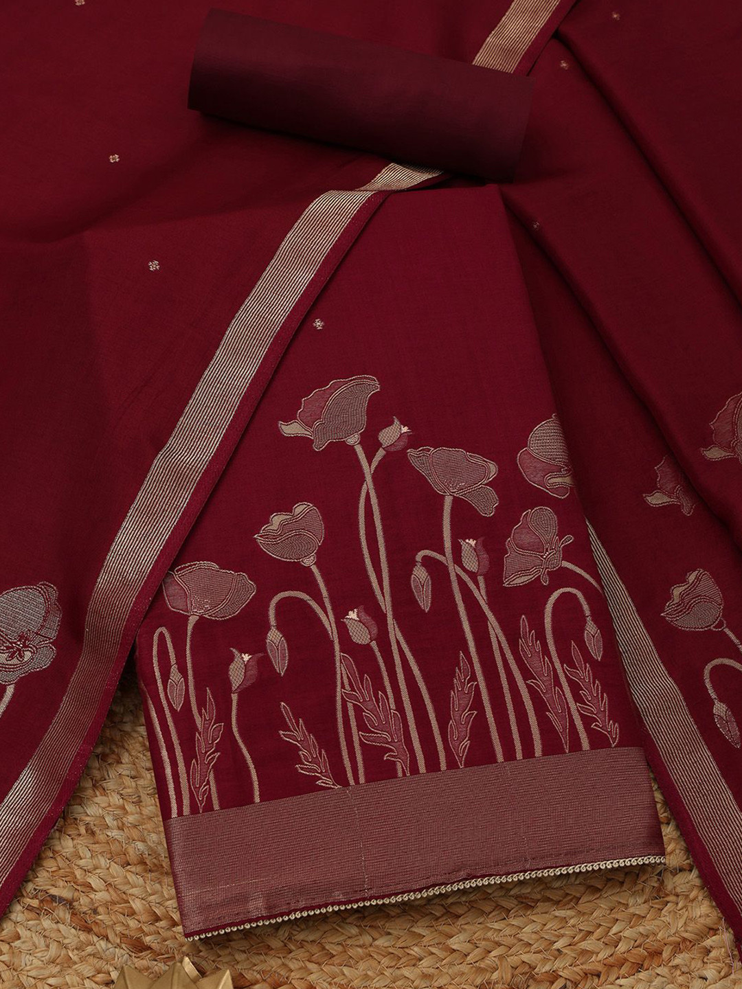 Soch Floral Embroidered Thread Work Unstitched Dress Material