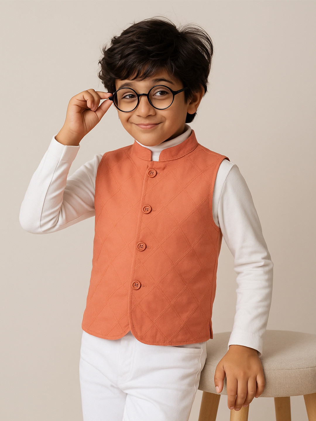 TALES & STORIES Boys Woven Design Regular Fit Waistcoat