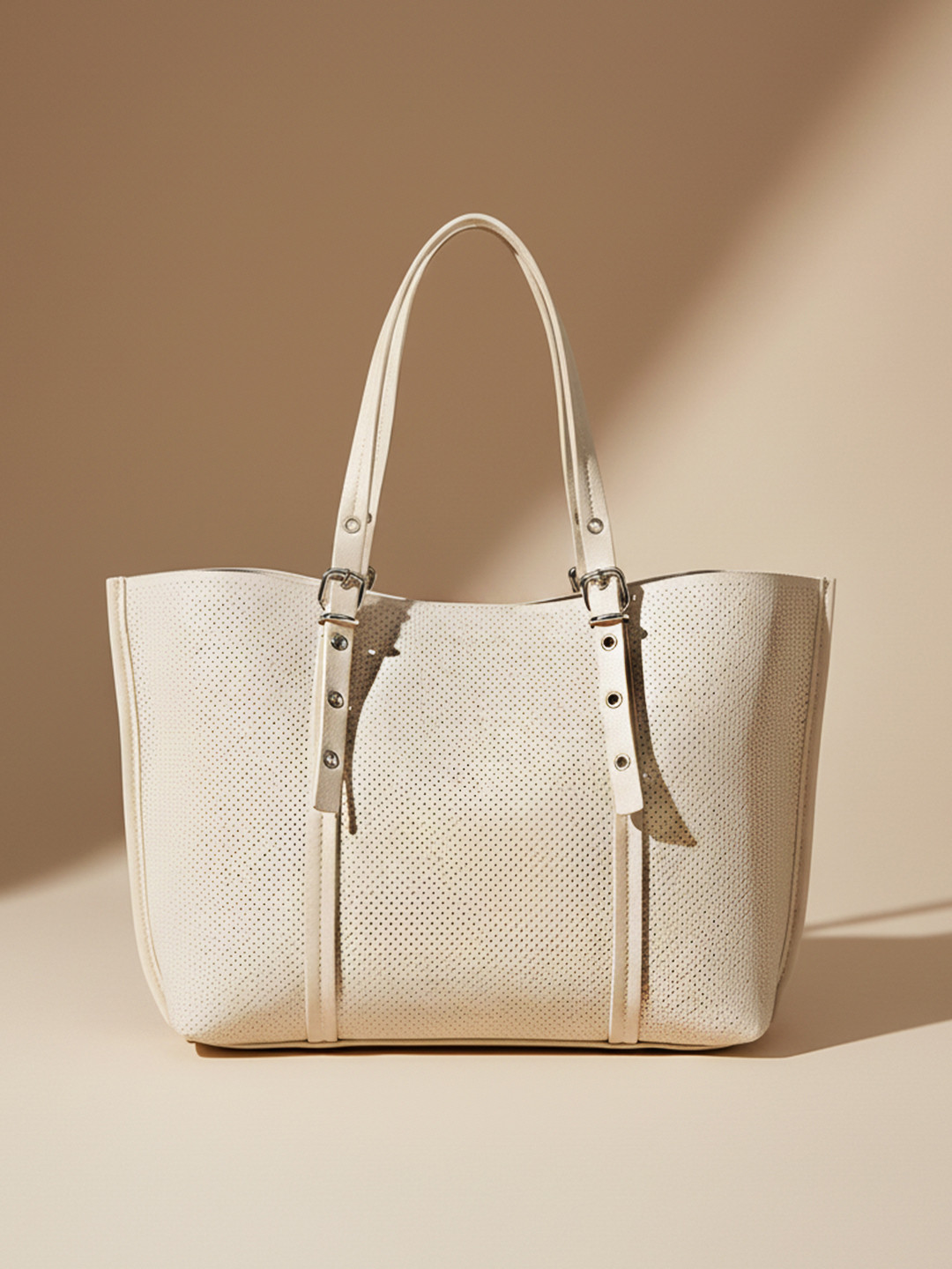 PARFOIS Perforated Buckle Detail Shoulder Bag with Pouch