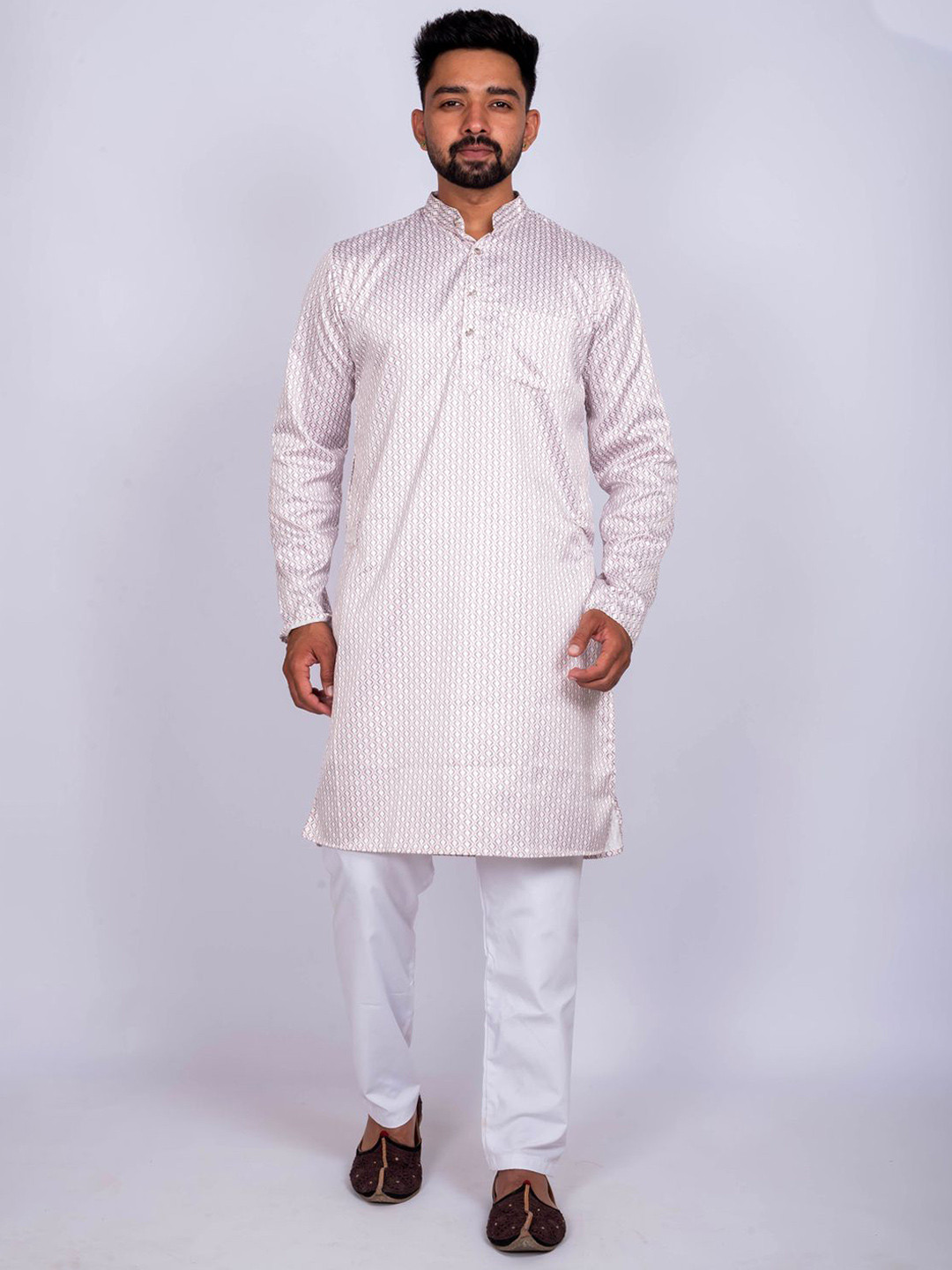 KAISERMEN Geometric Printed Full Sleeves Straight Kurta