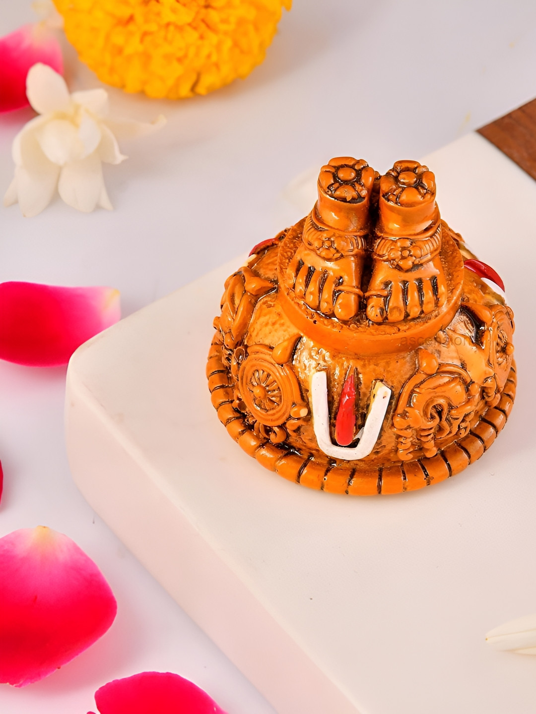 Ascension Brown Vaishnav Paduka Religious Idol Matte Showpiece