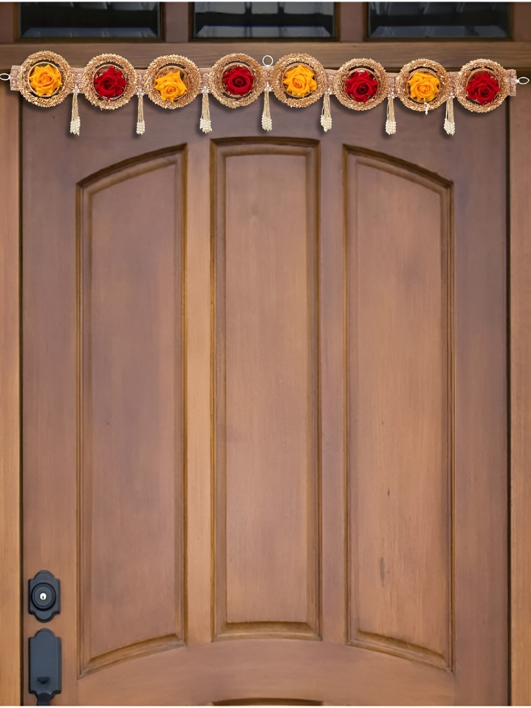 eCraftIndia Red & Yellow Floral Toran Door Hangings
