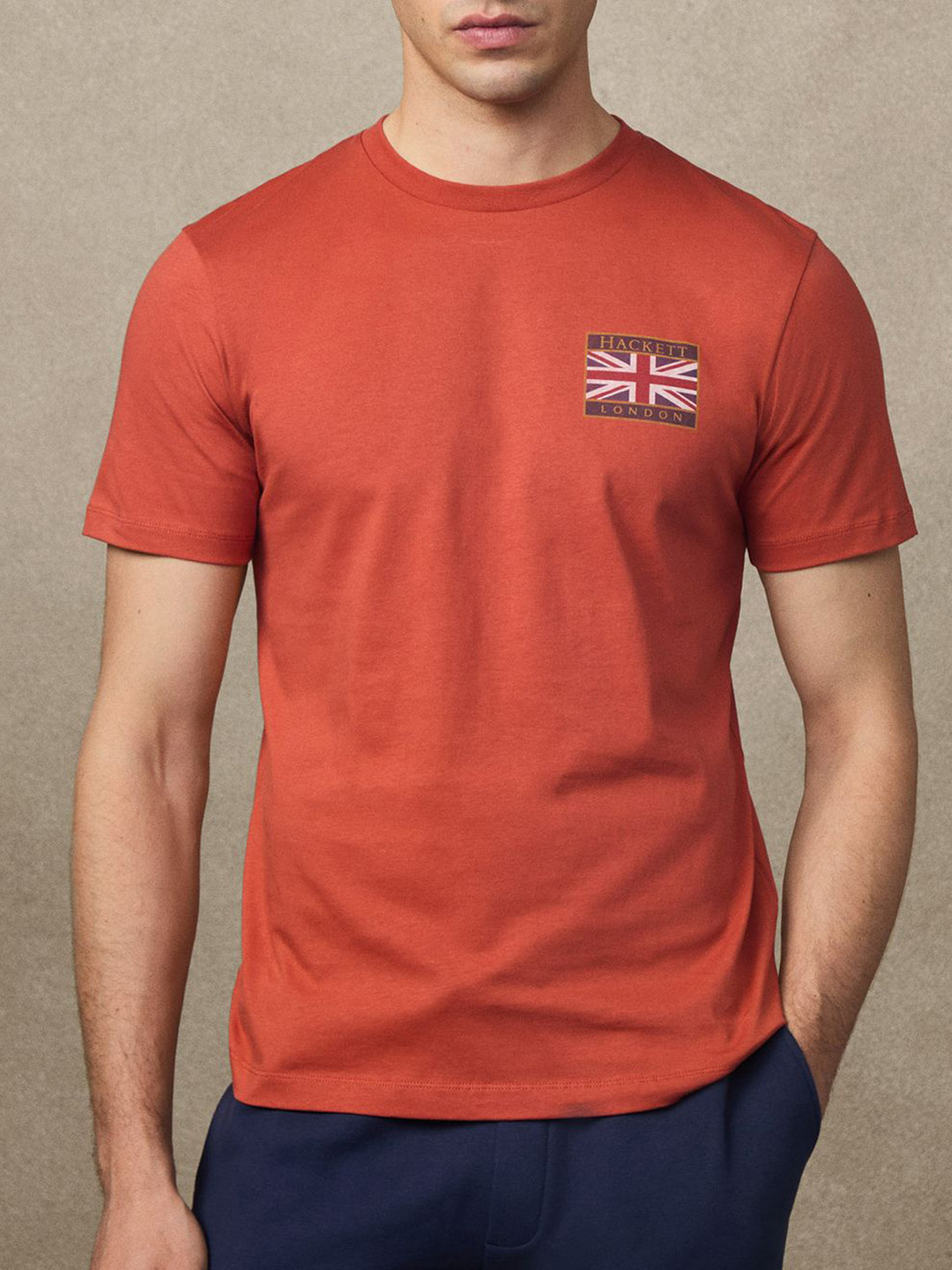 HACKETT LONDON Men Brand Logo Printed Round Neck Cotton T-shirt