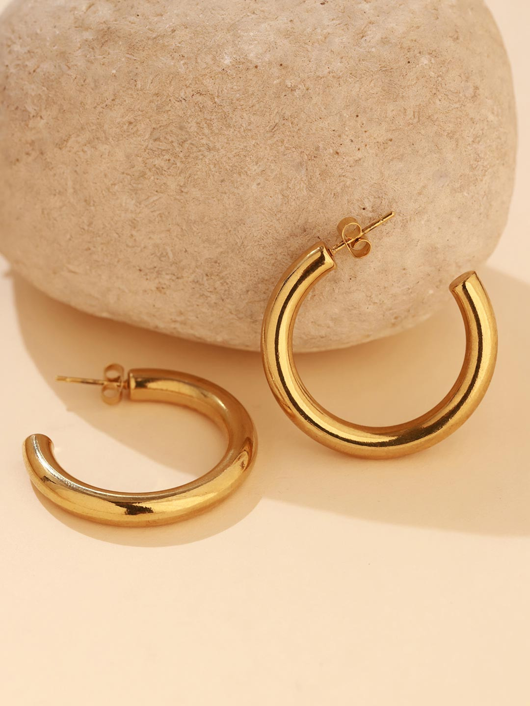 Voylla Gold-Plated Classic Curve Hoop Earrings
