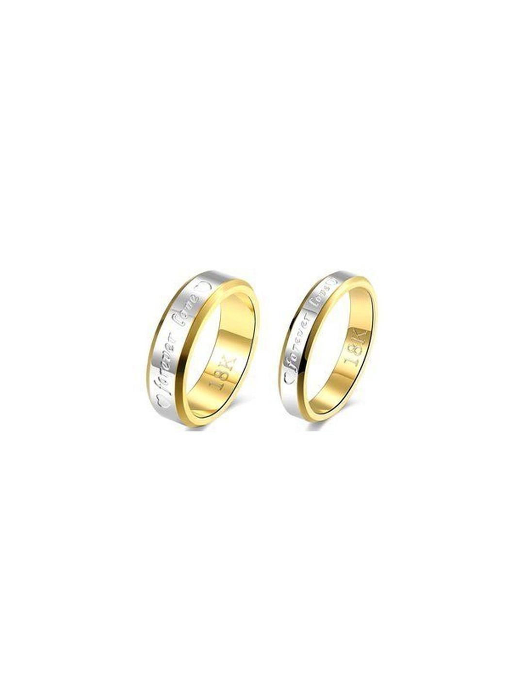 Moneekar Jewels Unisex Set Of 2 Forever Love Titanium Steel Finger Rings