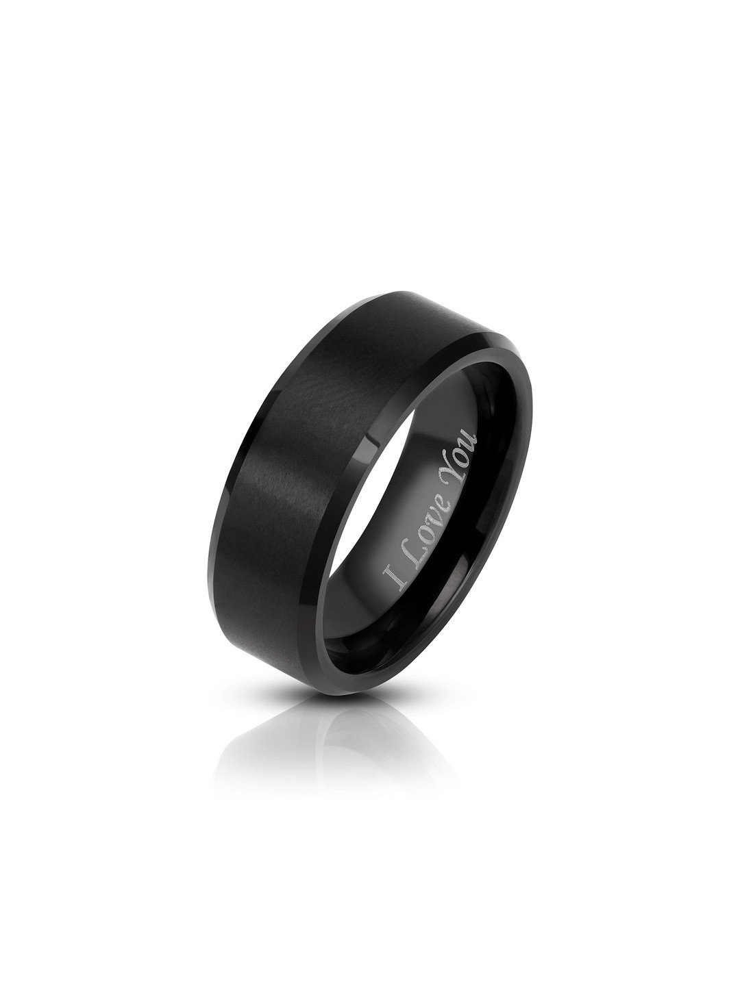 Moneekar Jewels Unisex Black Matte Engraved Finger Ring